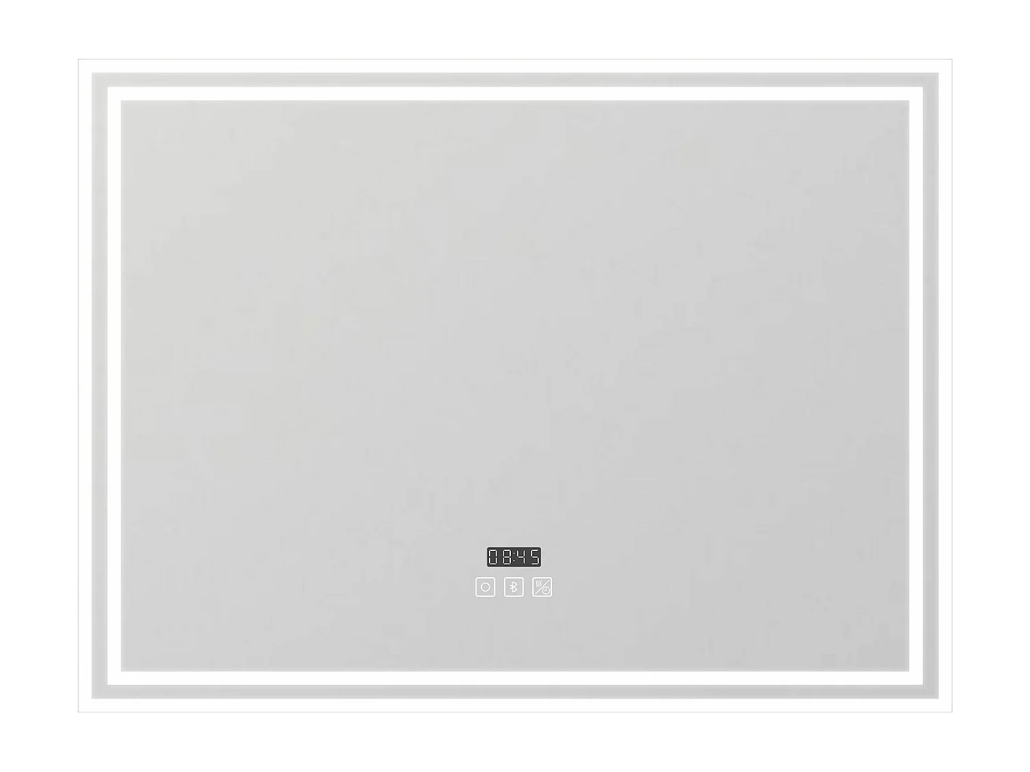 AICA Miroir de salle de bain Bluetooth 100x60 cm, tricolore + horloge + mémoire + dimmable + anti-buée, IP44 Miroir LED