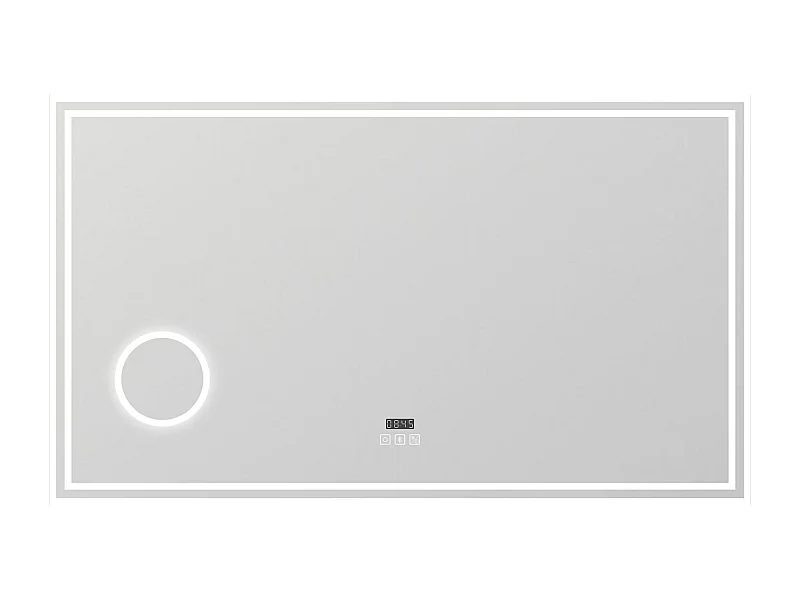 AICA Miroir de salle de bain LED 160x80cm Tricolor anti-buée avec bluetooth simple, horloge et miroir grossissant 3x