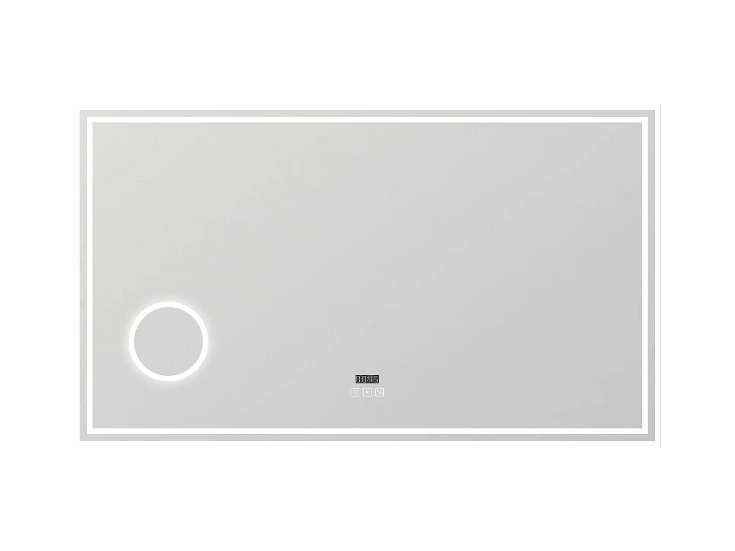 AICA Miroir de salle de bain LED 160x80cm Tricolor anti-buée avec bluetooth simple, horloge et miroir grossissant 3x