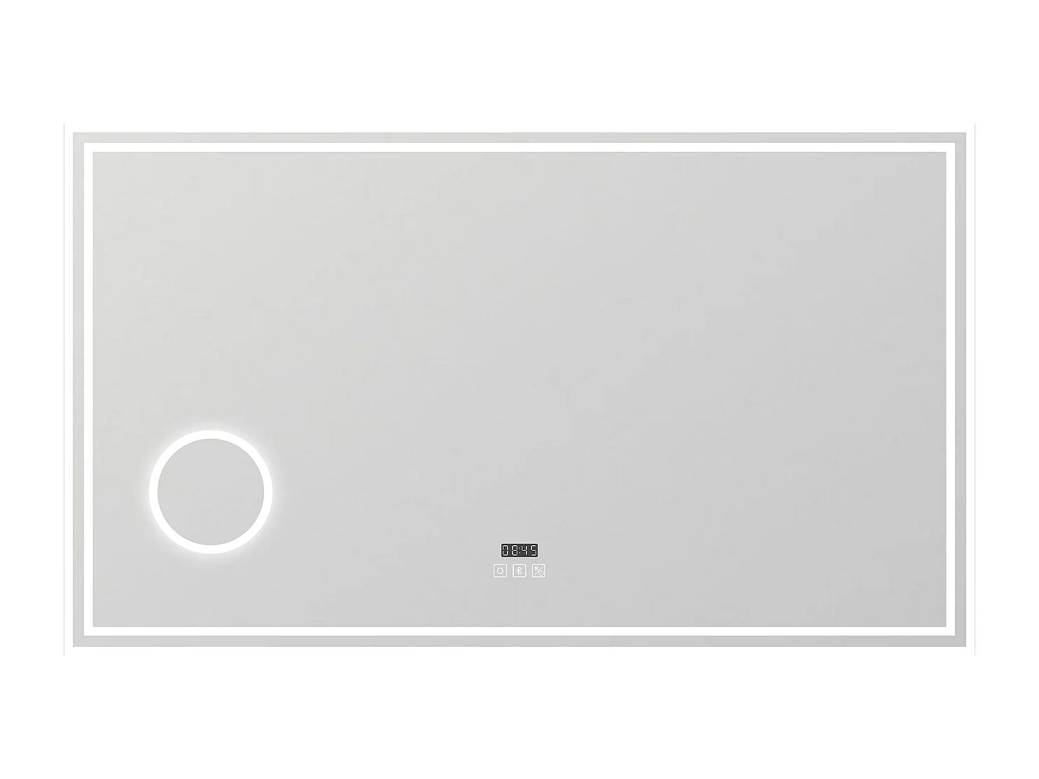 AICA Miroir de salle de bain LED 160x80cm Tricolor anti-buée avec bluetooth simple, horloge et miroir grossissant 3x