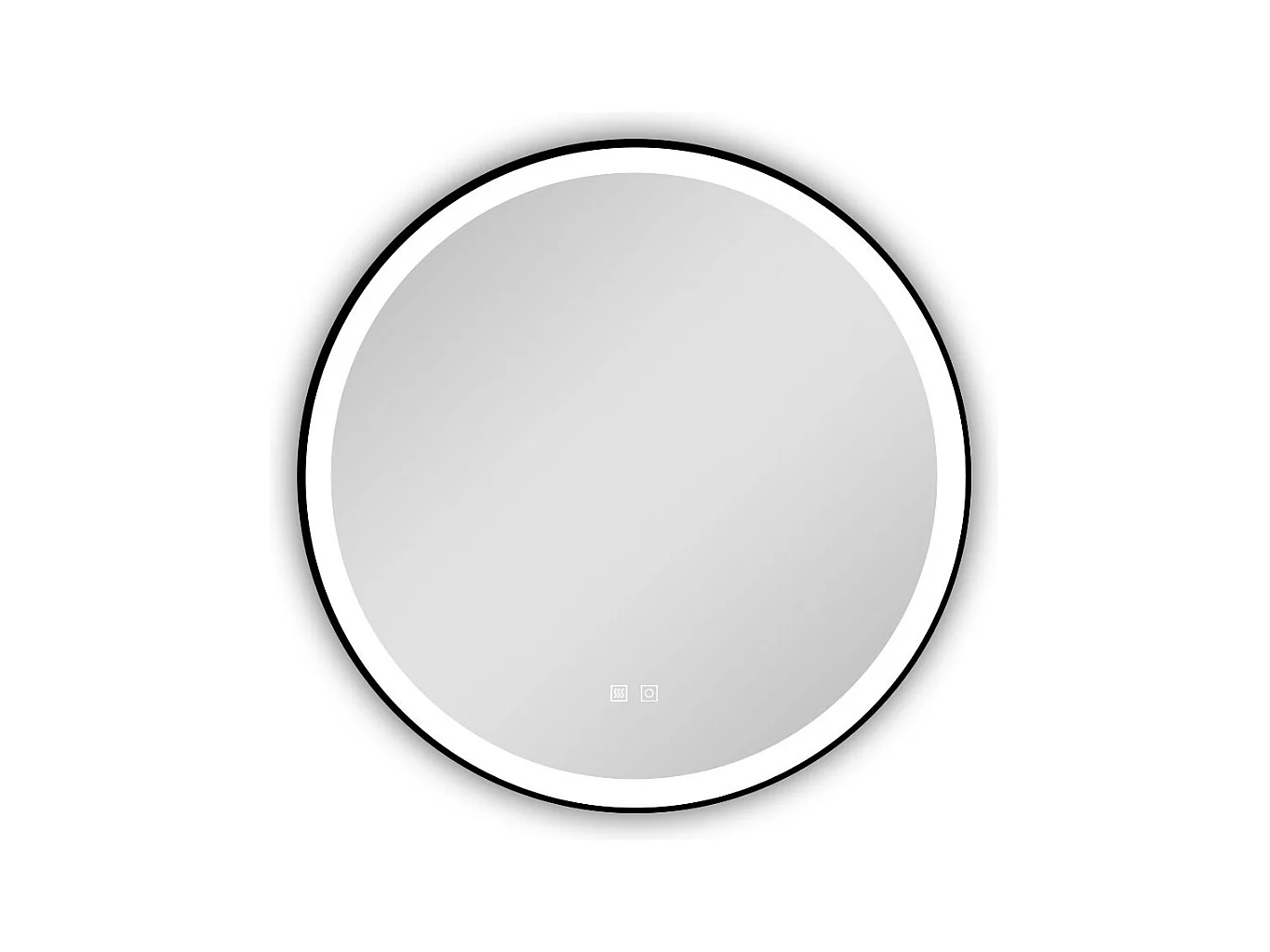 AICA Miroir de salle de bain LED rond 80cm avec cadre noir, tricolore + anti-buée + mémoire + gradation infinie