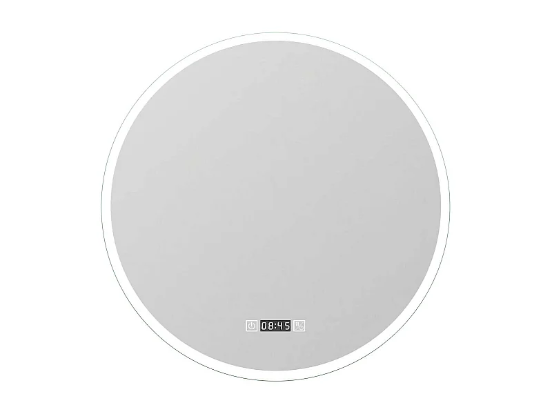 AICA Miroir de salle de bain rond 70x70cm avec Horloge, LED, Tricolore, Anti-Buée