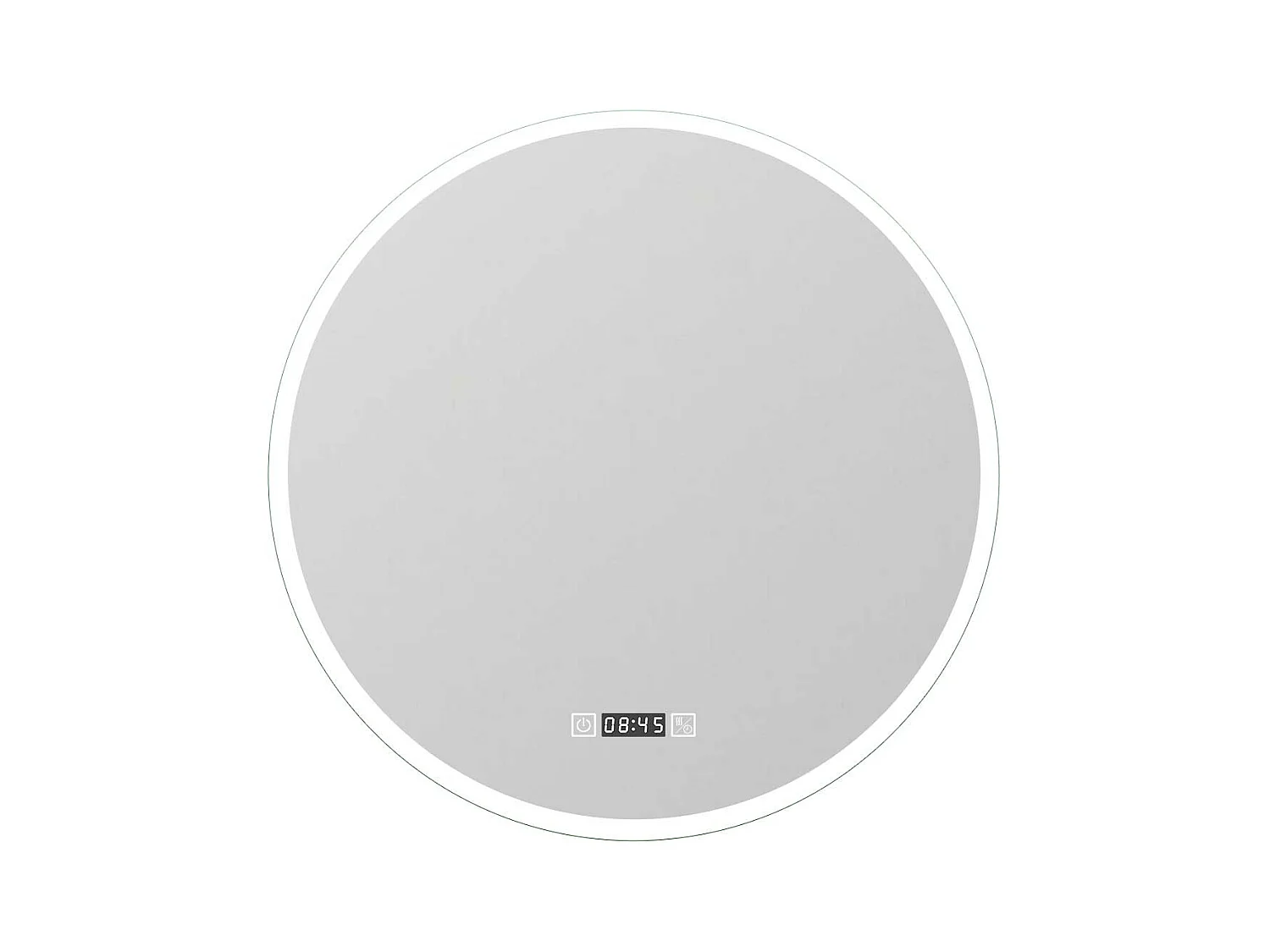 AICA Miroir de salle de bain rond 70x70cm avec Horloge, LED, Tricolore, Anti-Buée