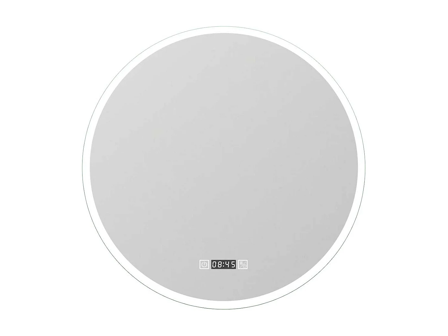 AICA Miroir de salle de bain rond 70x70cm avec Horloge, LED, Tricolore, Anti-Buée