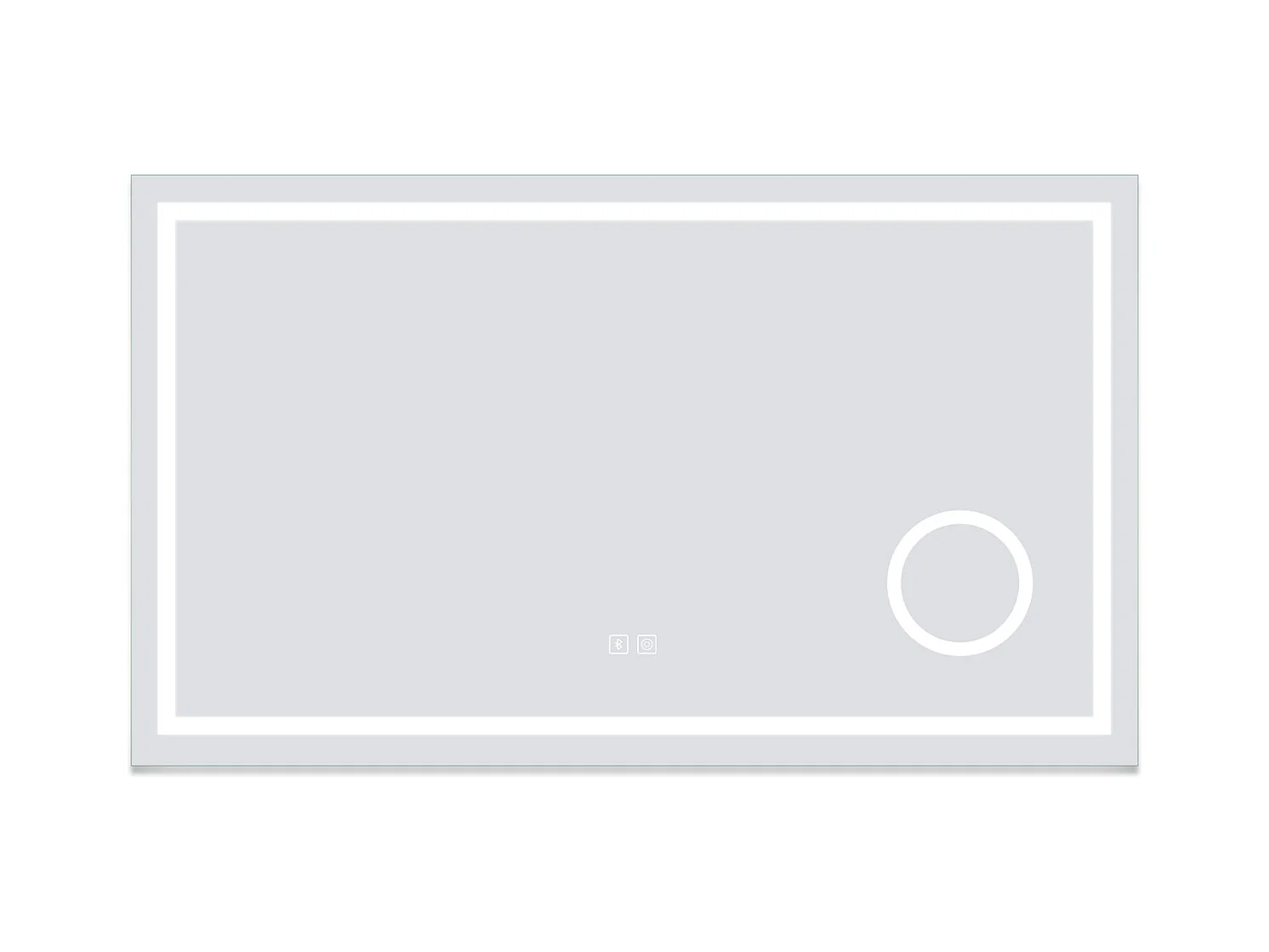 AICA Miroir de salle de bain Bluetooth 120x70 cm, LED tricolore + loupe + mémoire + dimmable + anti-buée, IP44