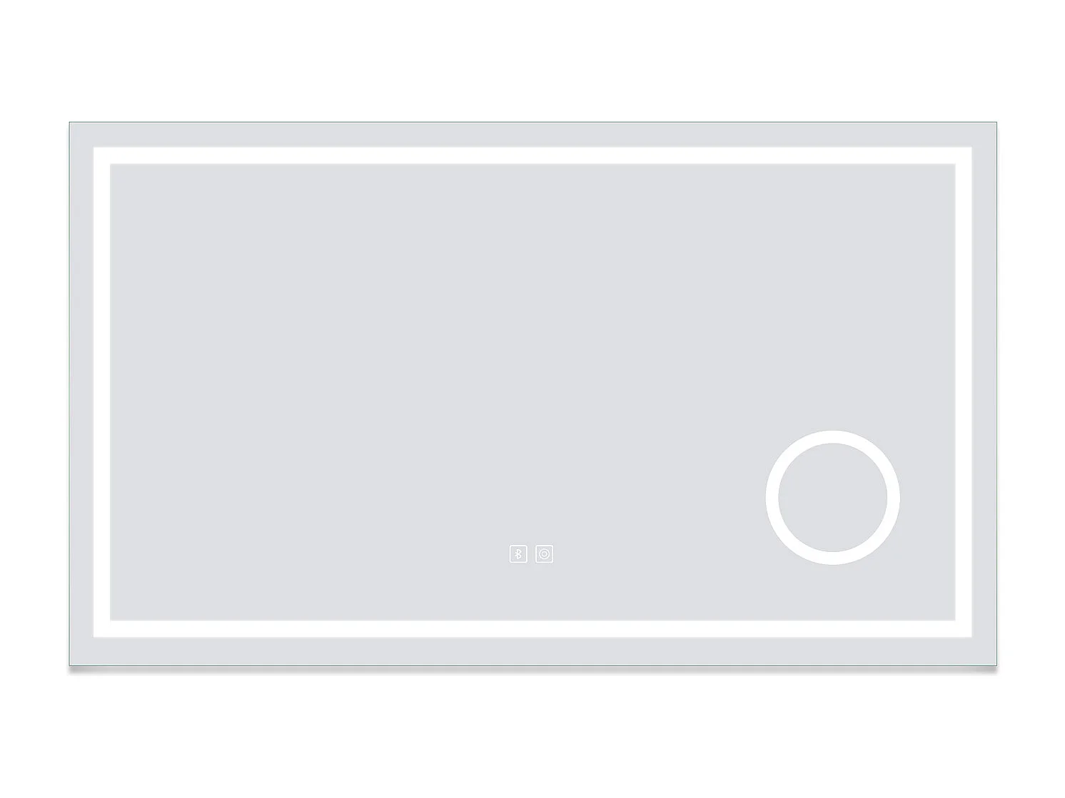 AICA Miroir de salle de bain Bluetooth 120x70 cm, LED tricolore + loupe + mémoire + dimmable + anti-buée, IP44