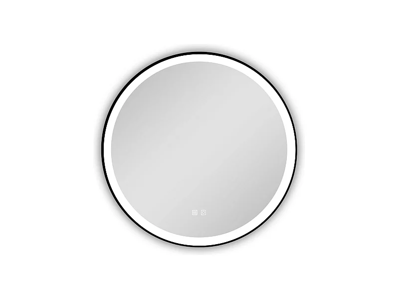 AICA Miroir de salle de bain LED rond 70cm avec cadre noir, tricolore + anti-buée + mémoire + gradation infinie