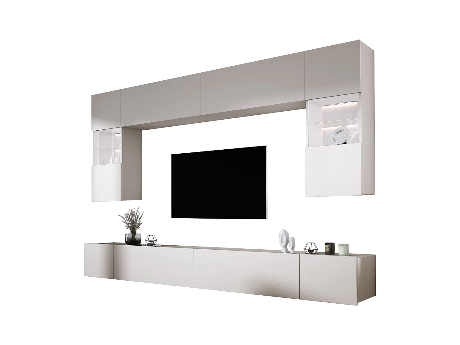 Wohnwand: Kaschmir, Breite: 300 cm, Höhe: VERSTELLBAR, Tiefe: 42 cm