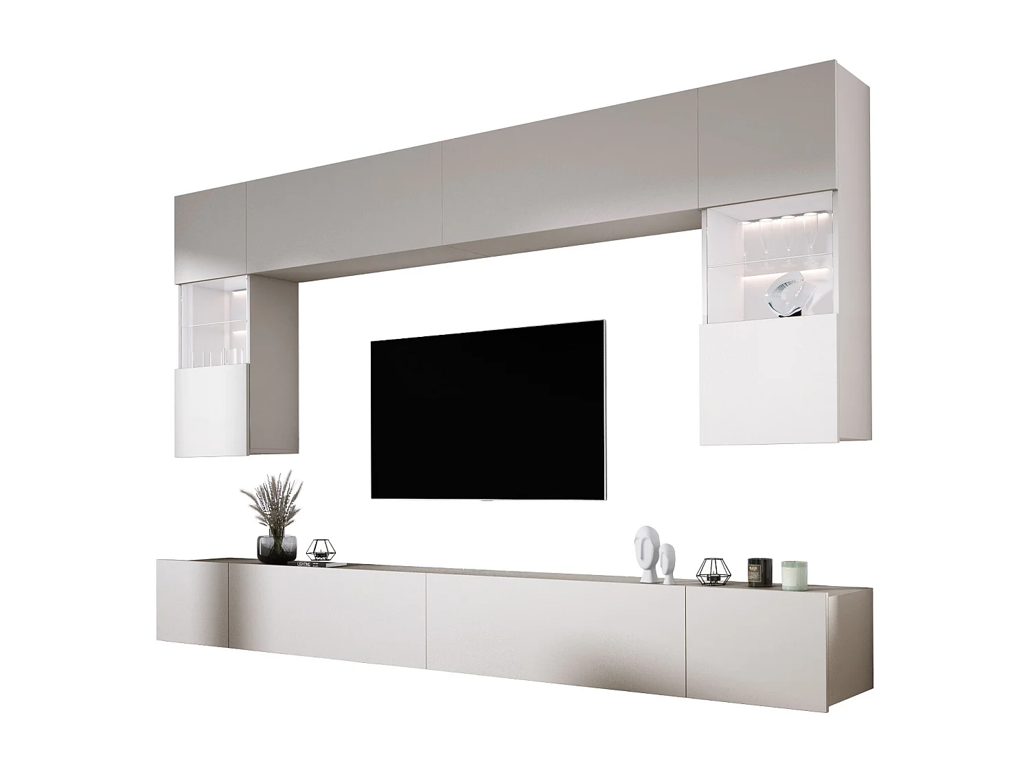 Wohnwand: Kaschmir, Breite: 300 cm, Höhe: VERSTELLBAR, Tiefe: 42 cm