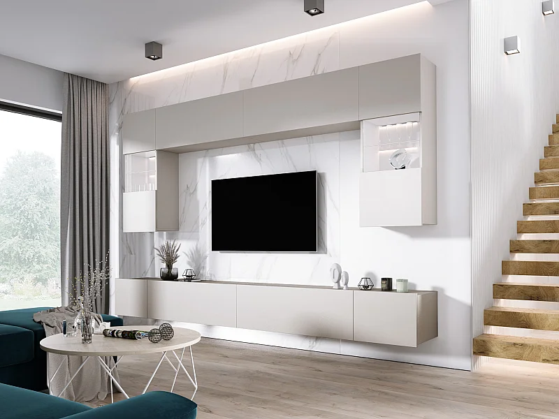 Móvel de parede: Caxemira, largura: 300 cm, altura: AJUSTÁVEL, profundidade: 42 cm