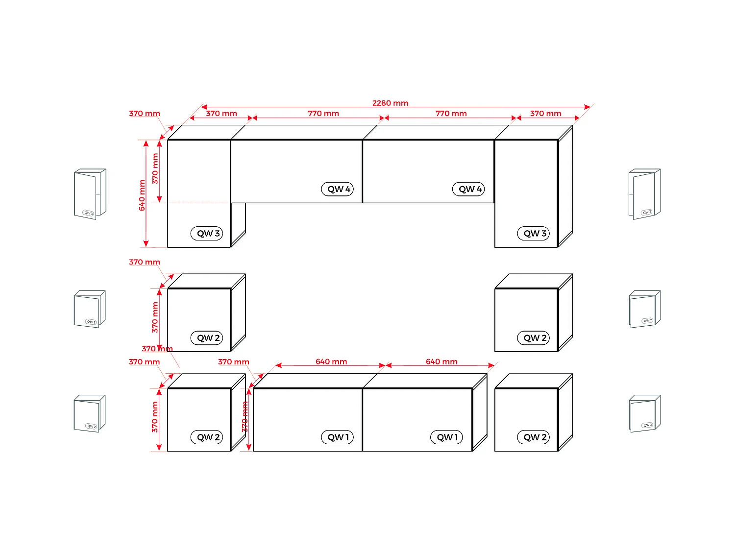 Conjunto de mueble de TV de pared, mueble de pared, negro mate/gris brillante, mueble de pared LED para sala de estar