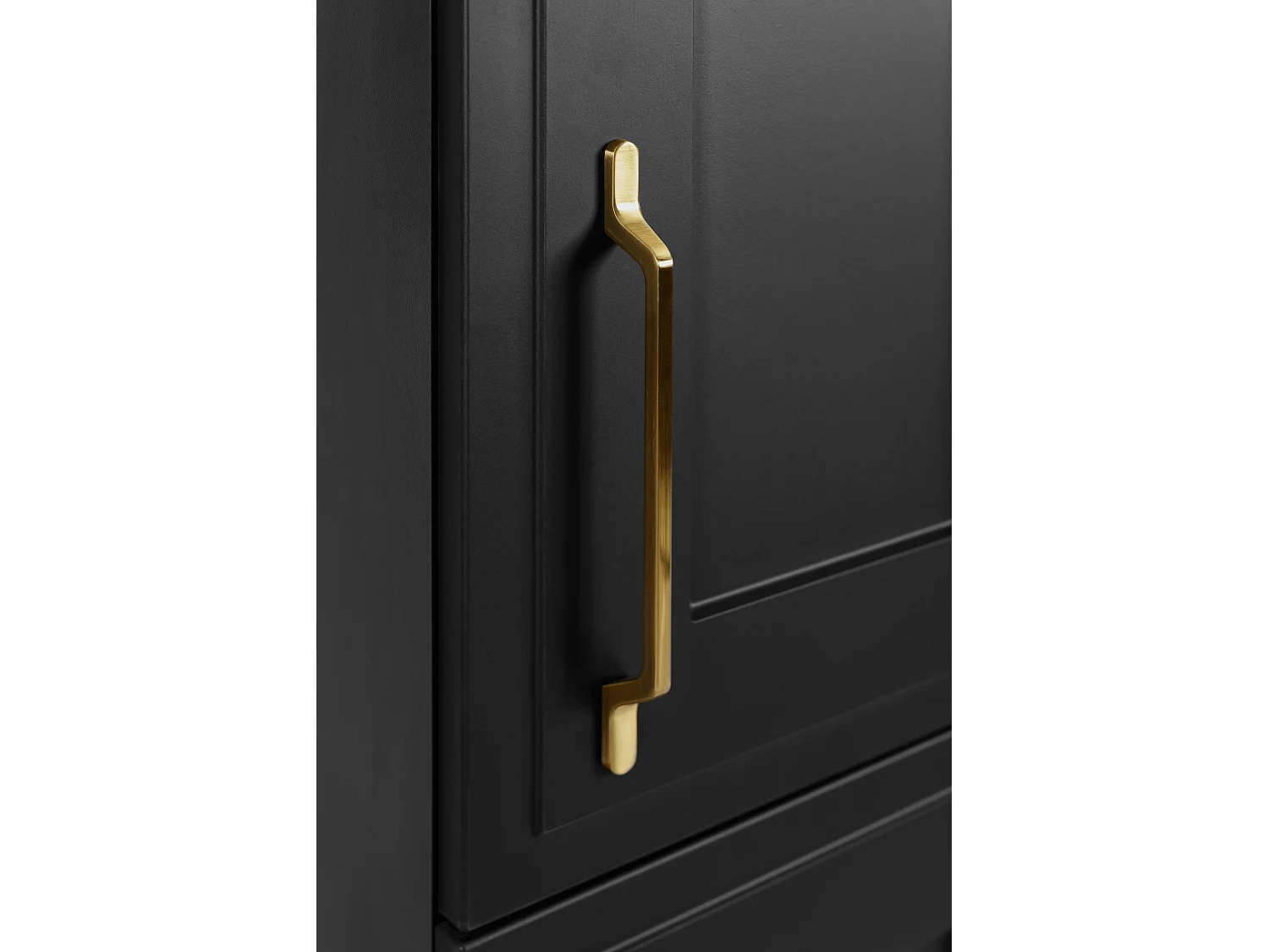 Mueble de baño, negro, 35 x 136 x 27 cm, tirador dorado