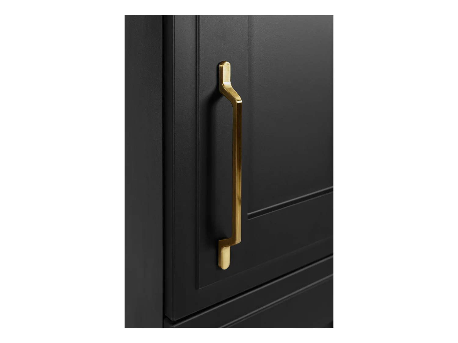 BADEZIMMERSCHRANK, schwarz, 35 x 136 x 27 cm, Griff gold