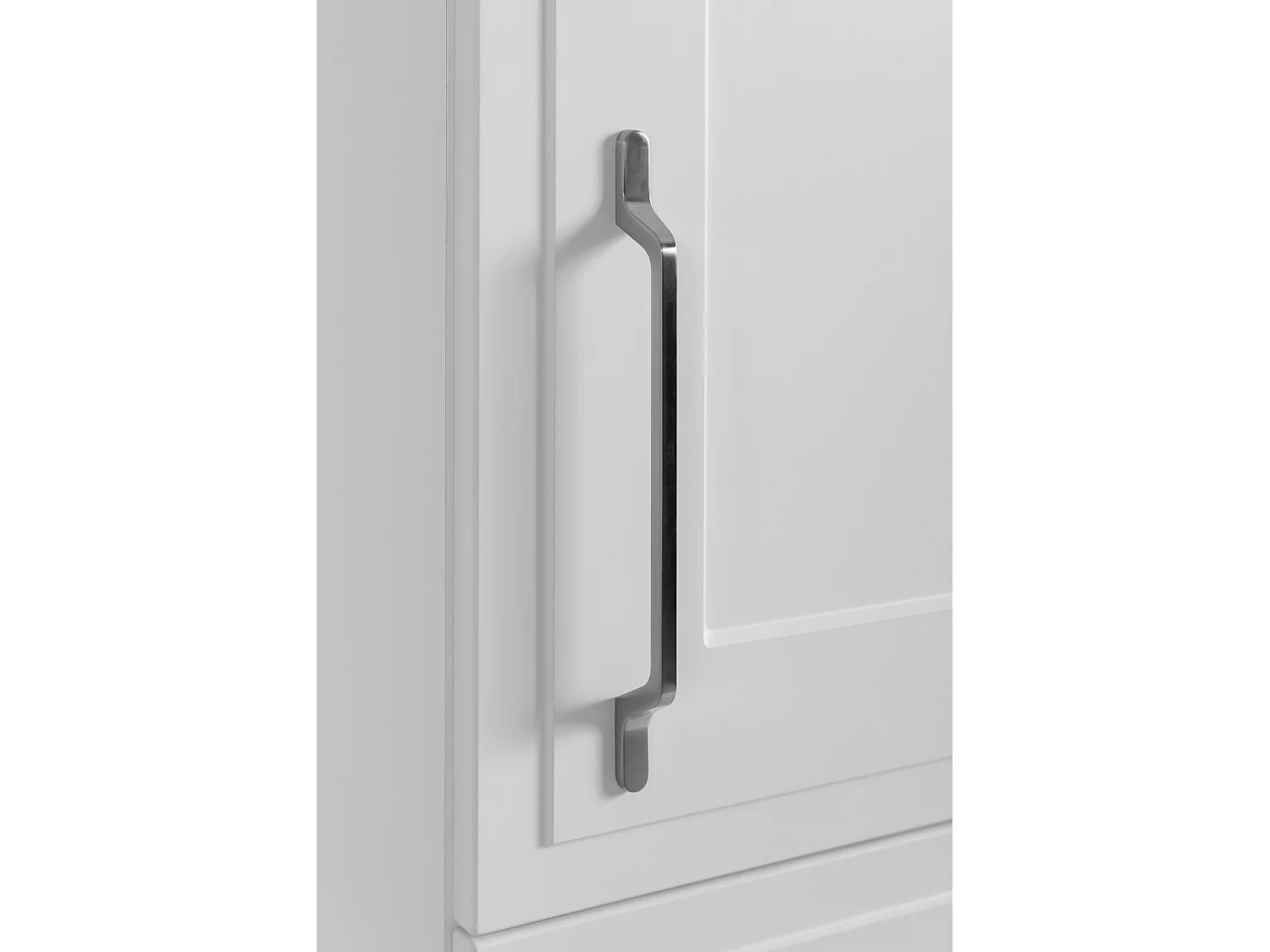 Meuble de salle de bain, blanc, 35 x 136 x 27 cm, poignée argentée