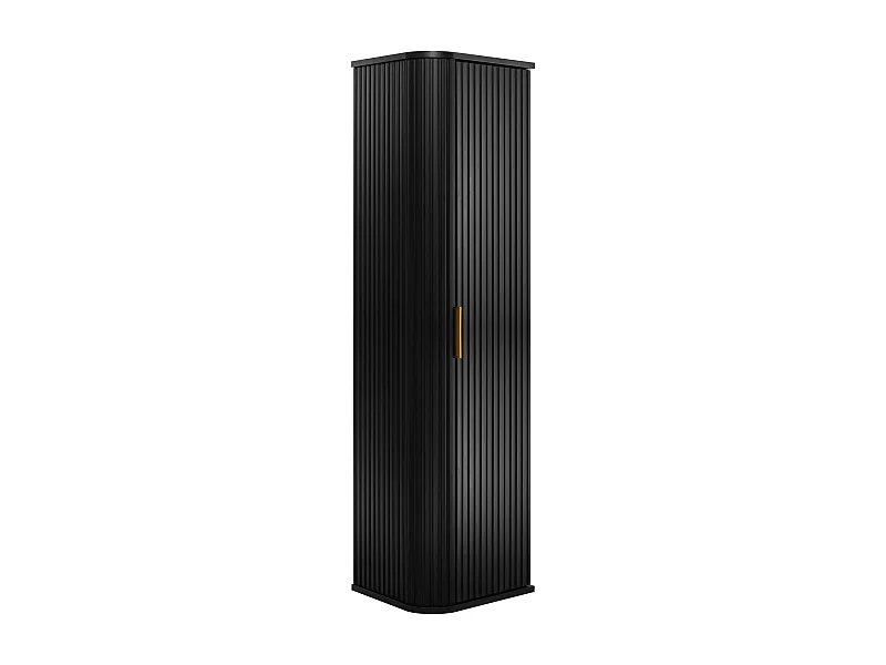 Meuble de salle de bain, noir, poignée dorée, 35,5 x 139 x 31,5 cm