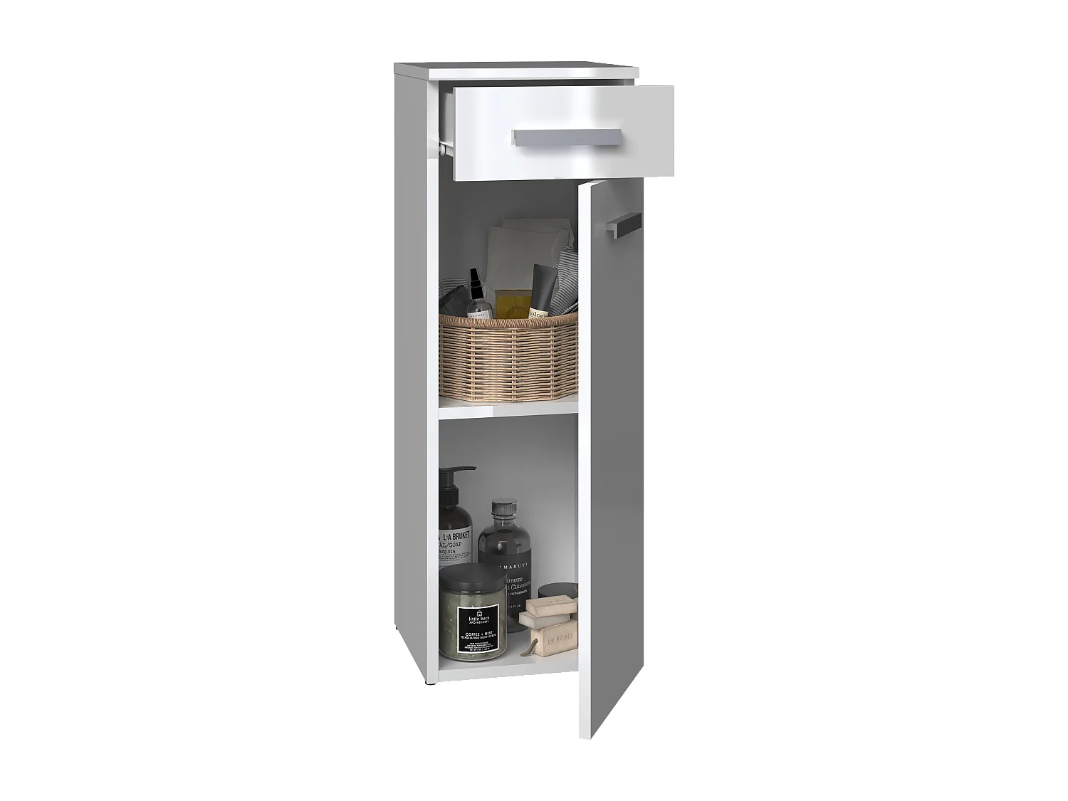 Meuble de salle de bain, Blanc Mat / Blanc Brillant, 85 x 30 x 30 cm