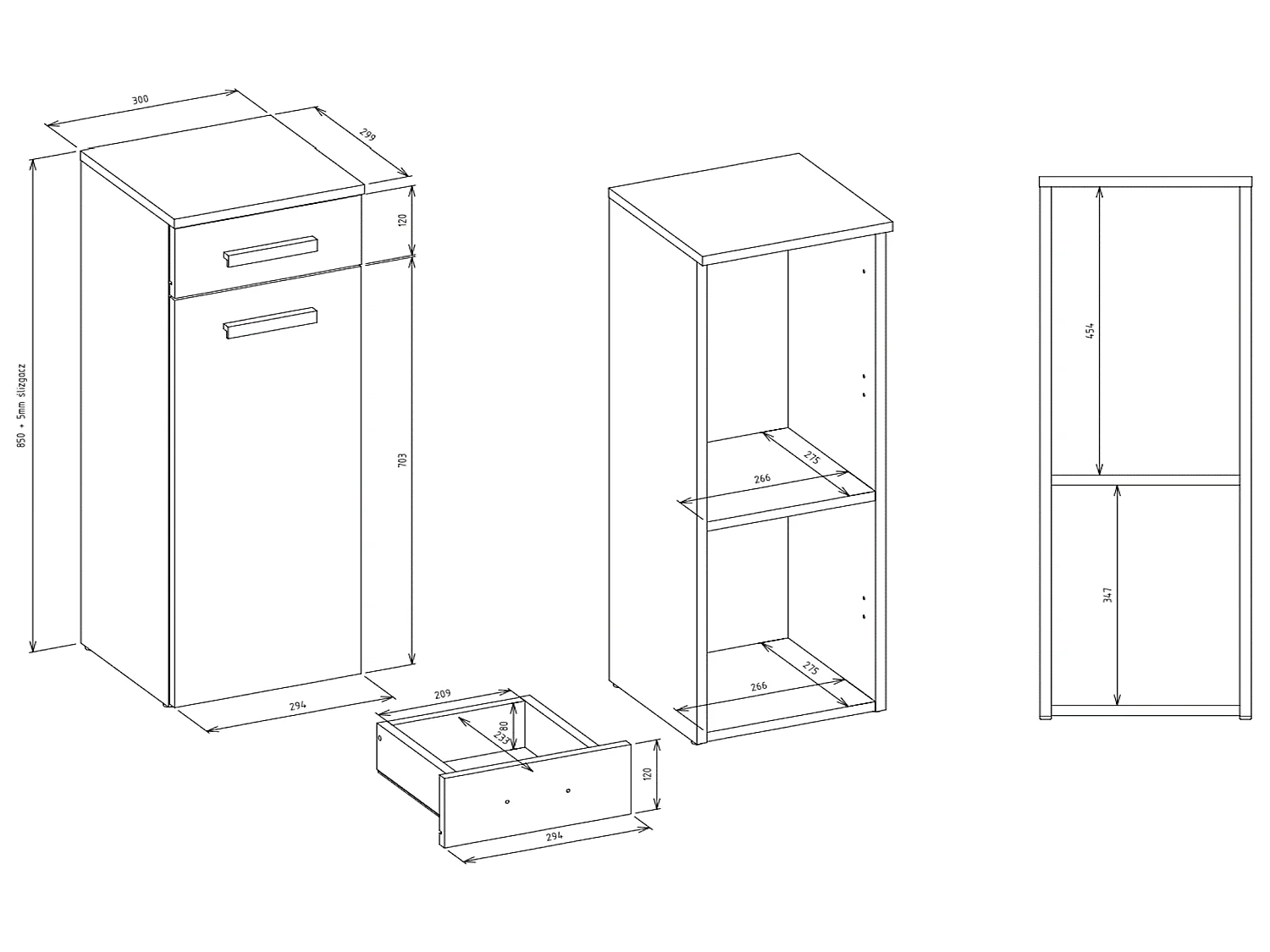 Badezimmermöbel, Mattweiß, 85 x 30 x 30 cm