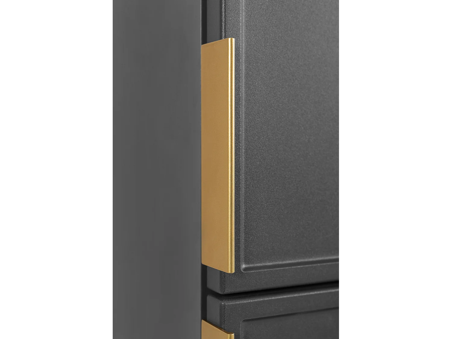 Szafka łazienkowa ciemnoszara, uchwyt złoty, 27 x 35 x 136 cm