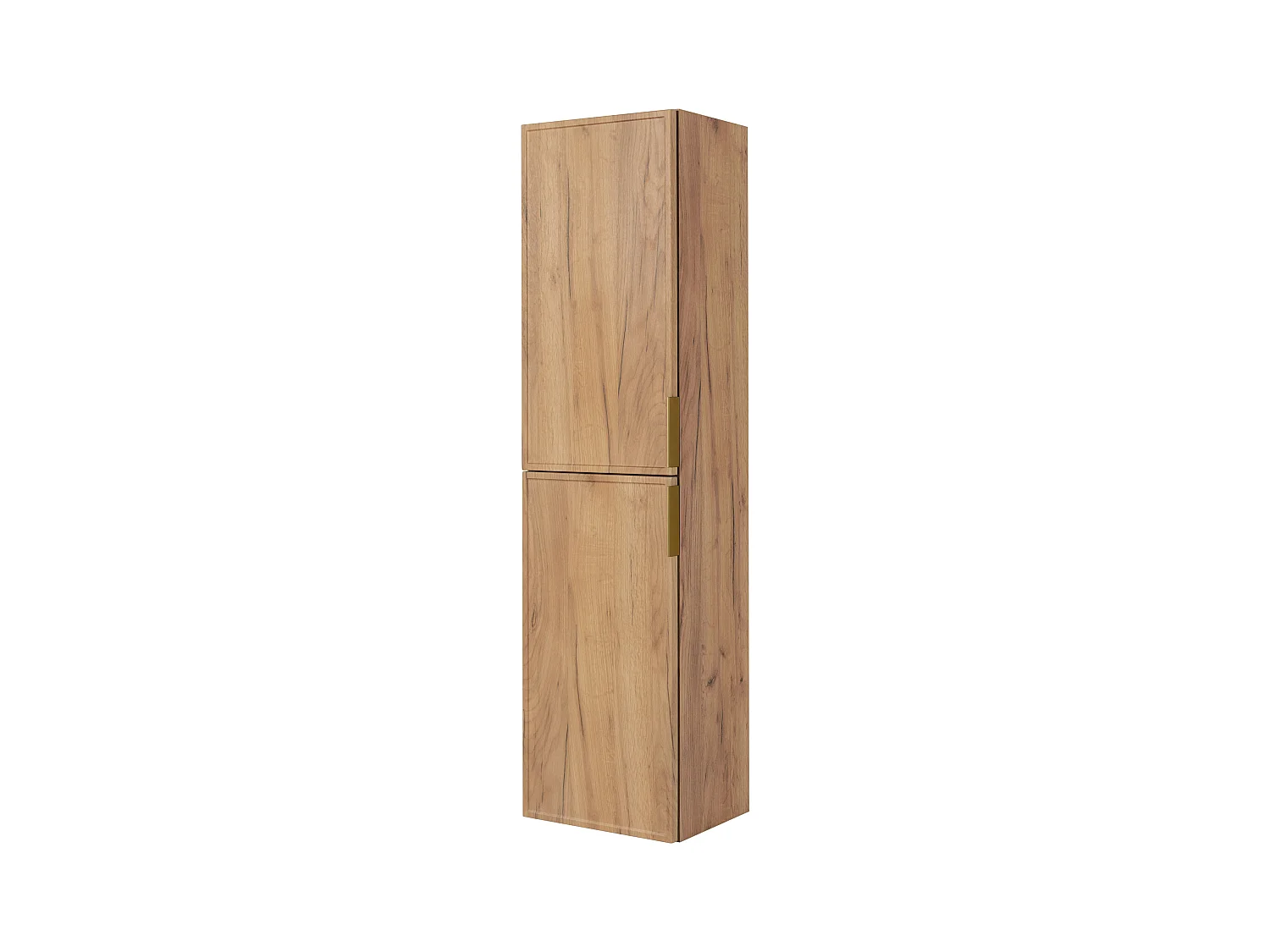 Badezimmerschrank, Gold Craft Eiche, Goldener Griff, 27 x 35 x 136 cm