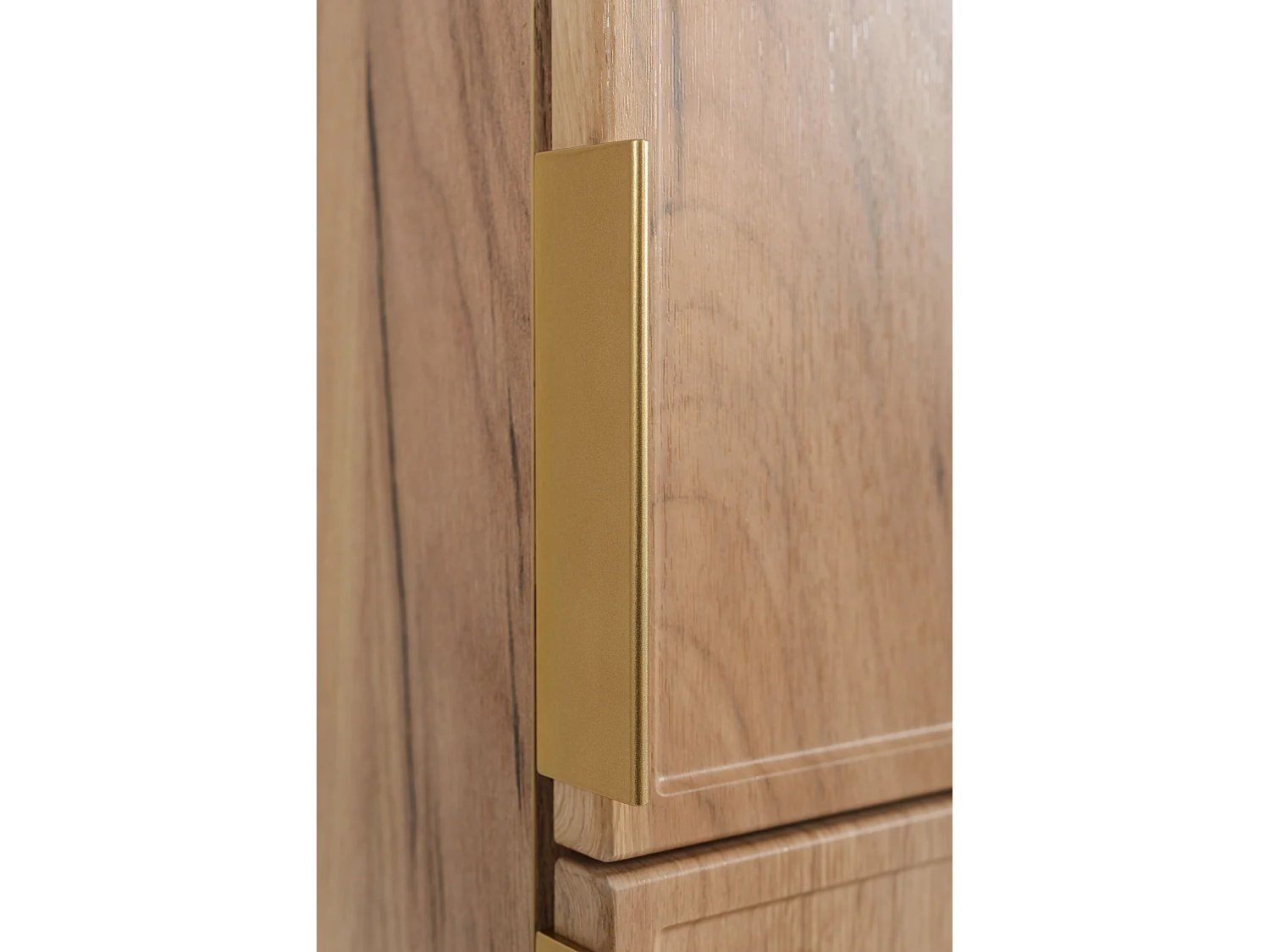 Meuble de salle de bain, Chêne Craft, poignée dorée, 35 x 136 x 27 cm
