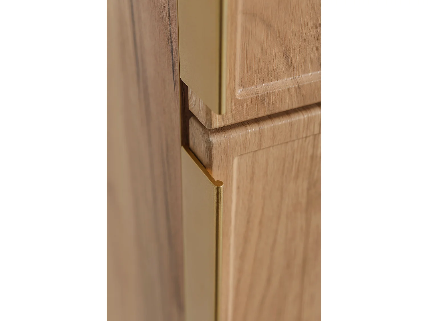 Meuble de salle de bain, Chêne Craft, poignée dorée, 35 x 136 x 27 cm