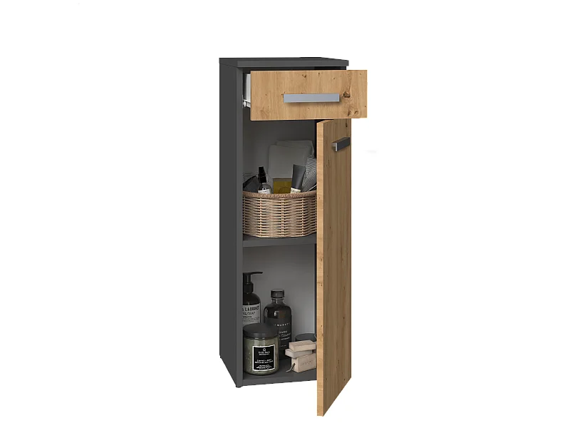 Mobile da bagno, Antracite, Rovere Artigianale, 85 x 30 x 30 cm