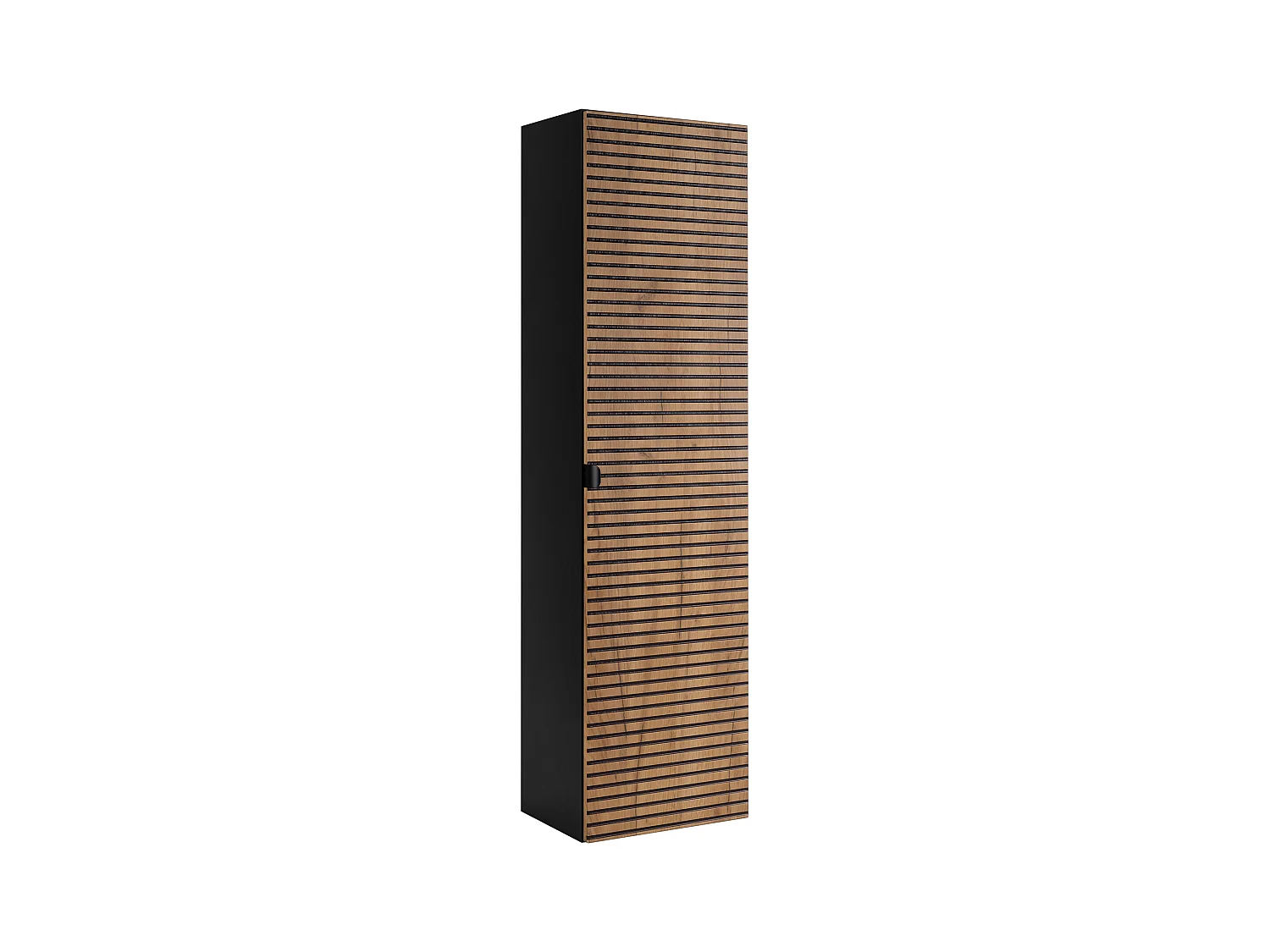 BADEZIMMERSCHRANK, Mattschwarz / Gold Craft Eiche, 35 x 136 x 27 cm, schwarze Griffe