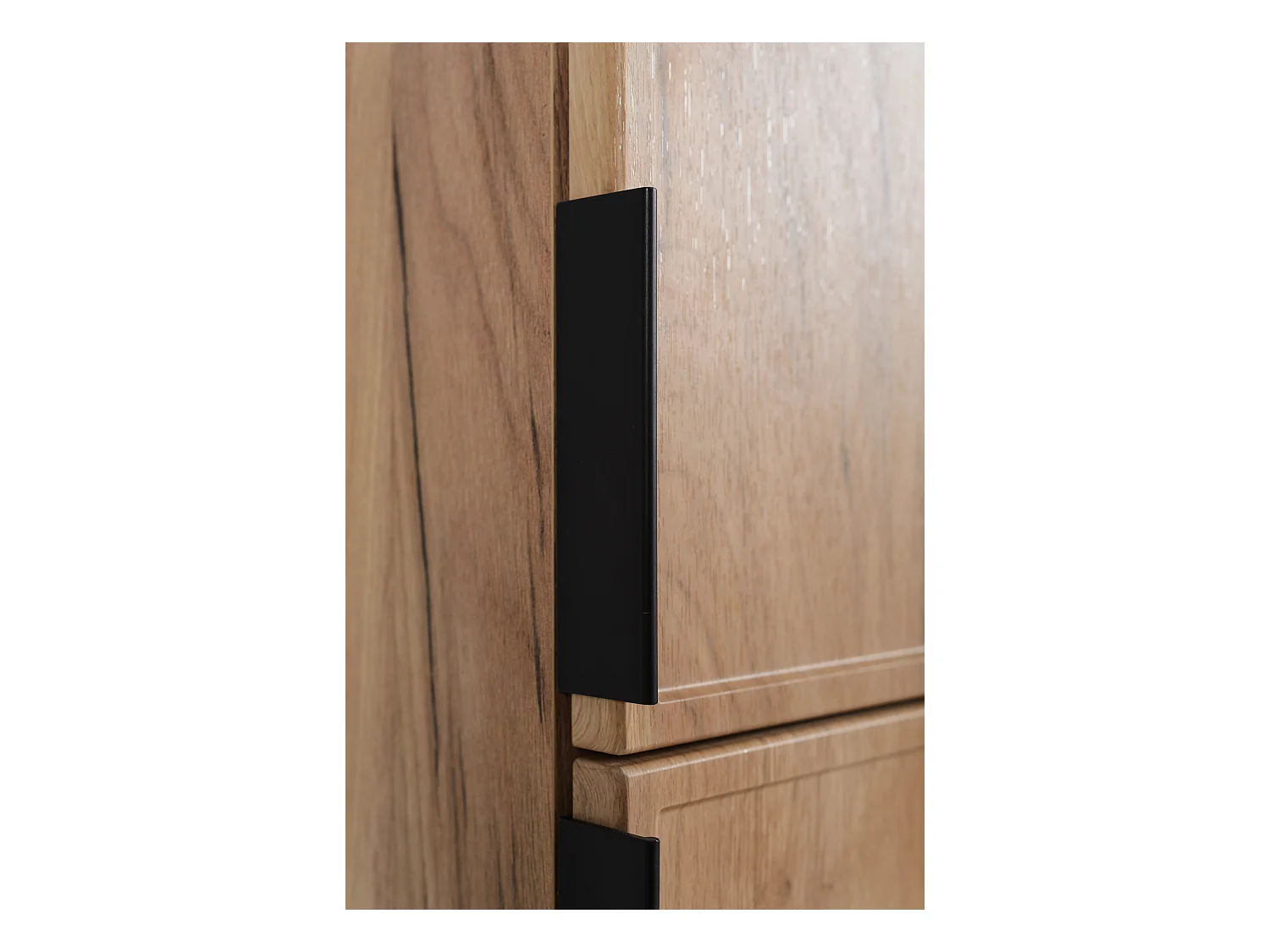 Badezimmerschrank, Gold Craft Eiche, schwarzer Griff, 27 x 35 x 136 cm