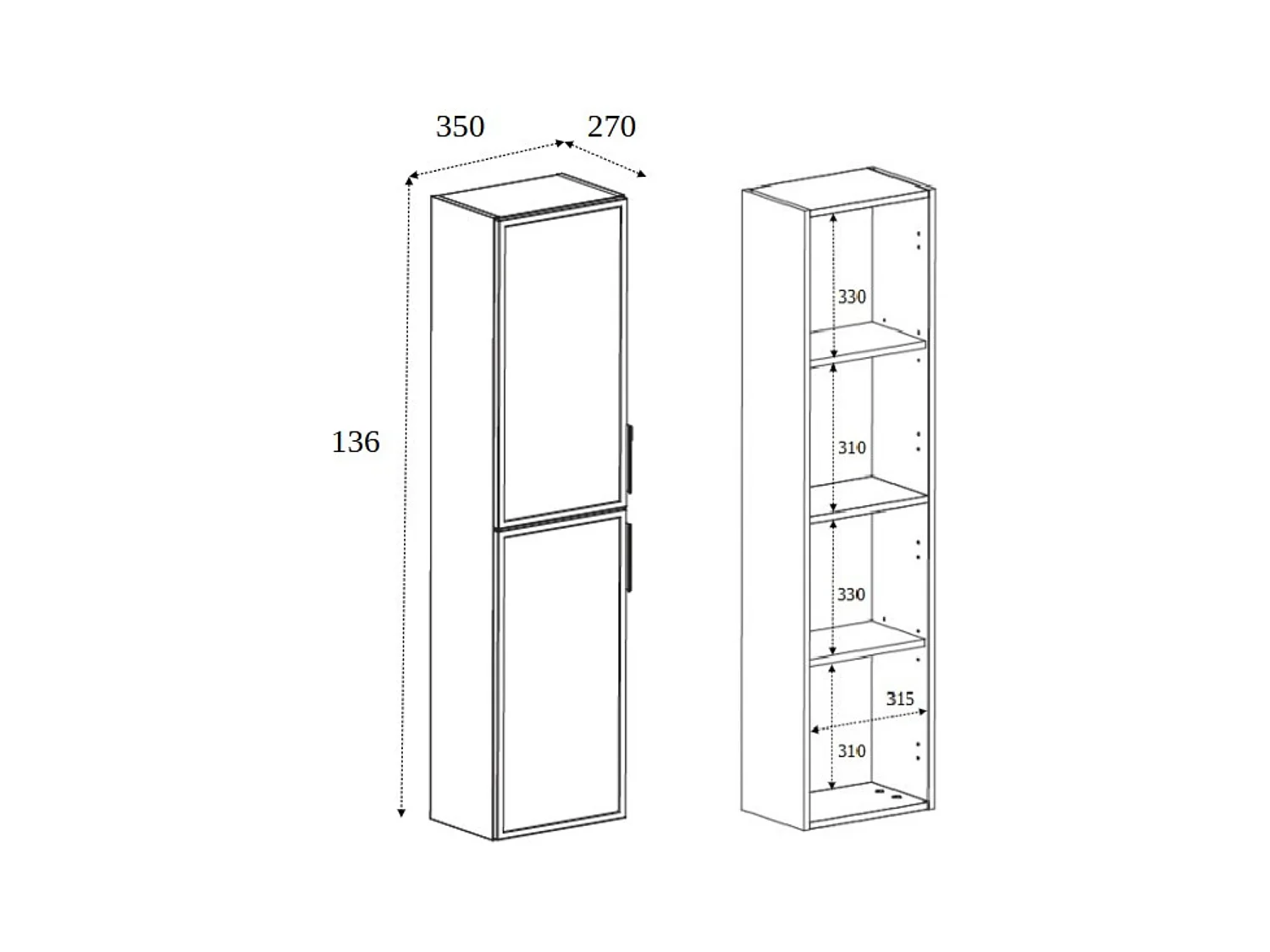 Szafka łazienkowa kaszmir 27 x 35 x 136 cm uchwyty złote