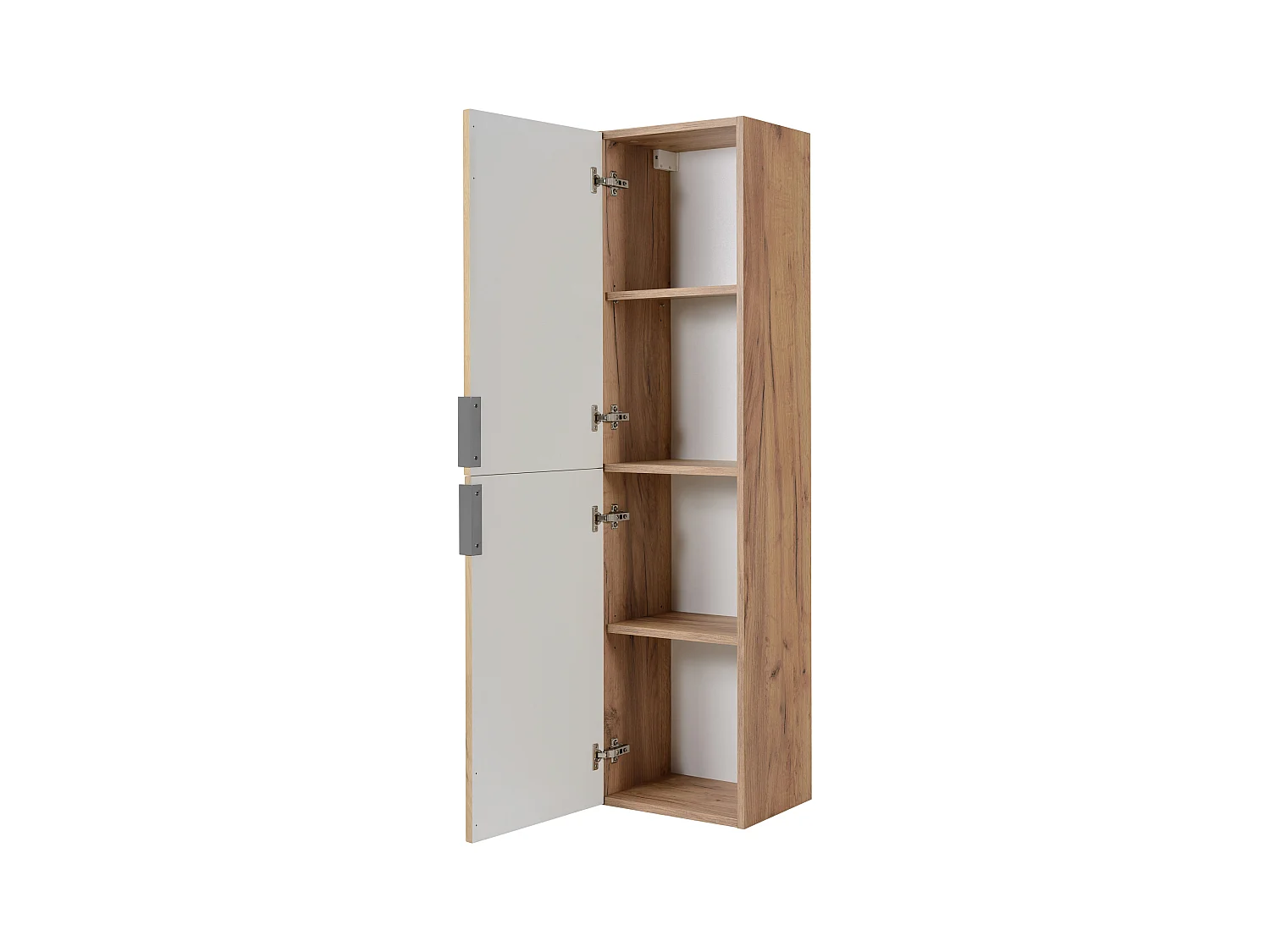 Badezimmerschrank, Gold Craft Eiche, Silberner Griff, 27 x 35 x 136 cm