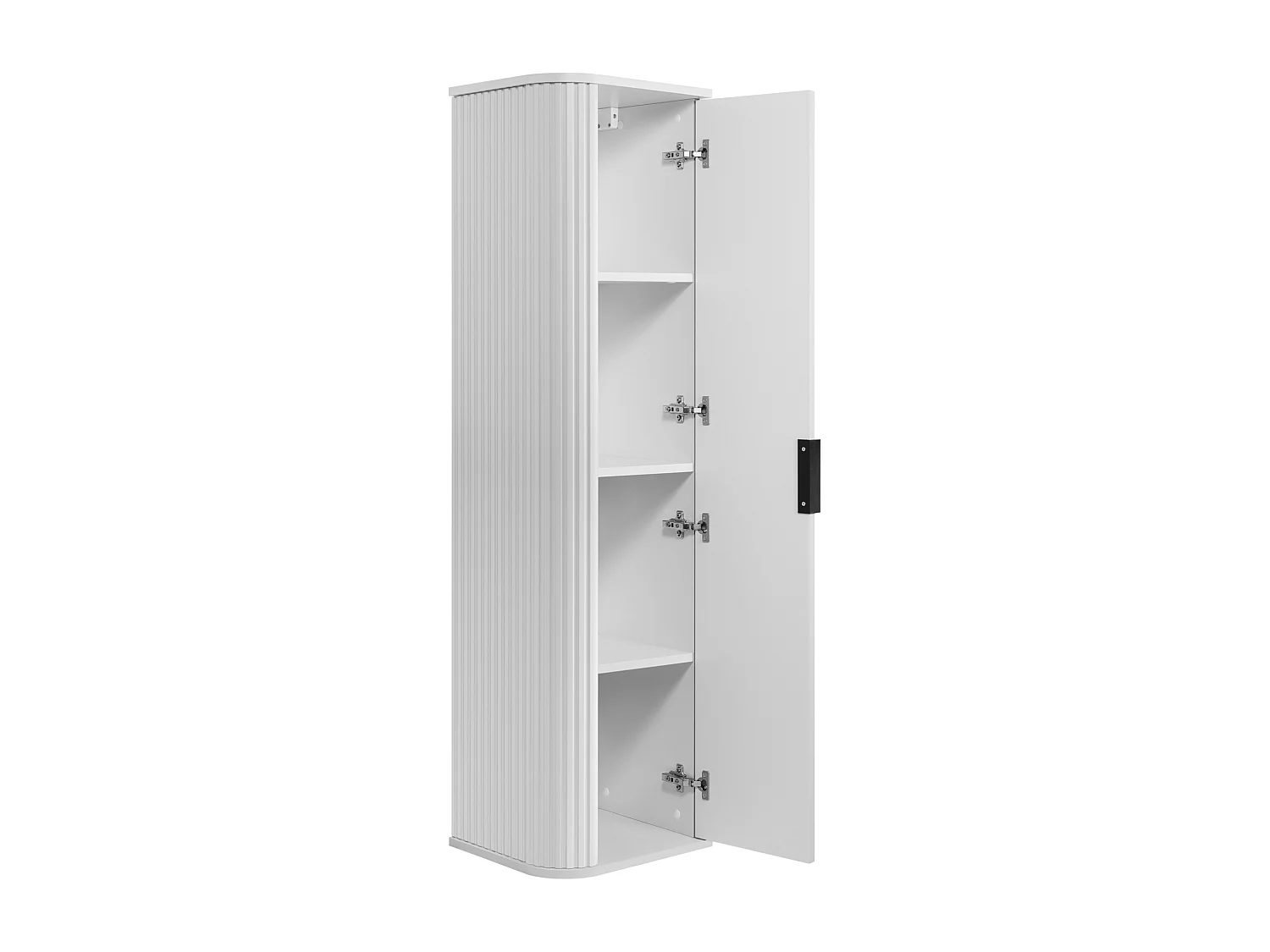 BADEZIMMERSCHRANK, Weiß, Schwarzer Griff, 35,5 x 139 x 31,5 cm