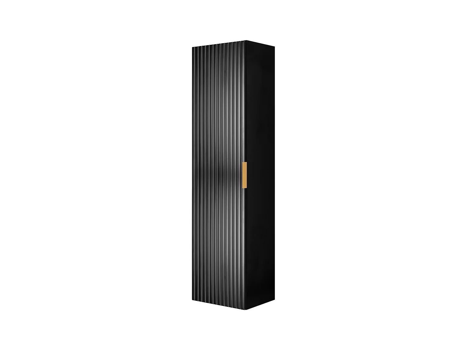 BADEZIMMERSCHRANK, Mattschwarz, 35 x 136 x 27 cm, Goldene Griffe