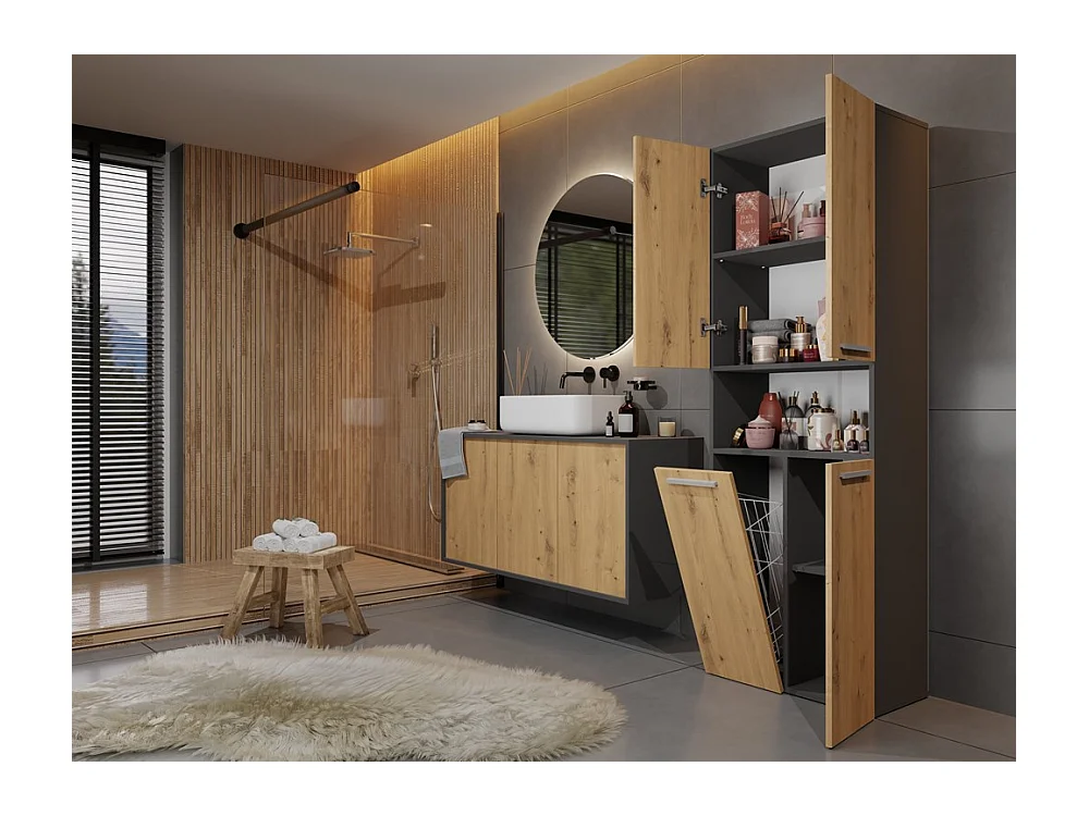 Badezimmermöbel, 174 x 30 x 60 cm, Anthrazit / Artisan Oak