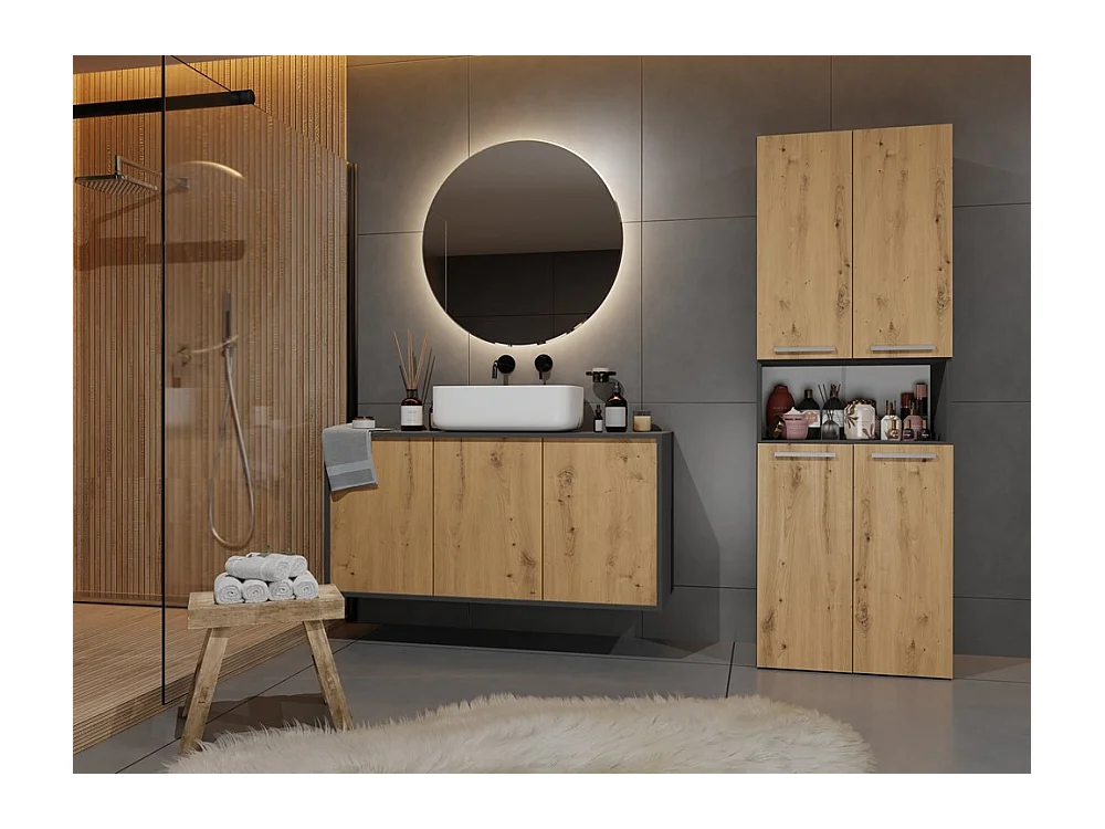 Badezimmermöbel, 174 x 30 x 60 cm, Anthrazit / Artisan Oak