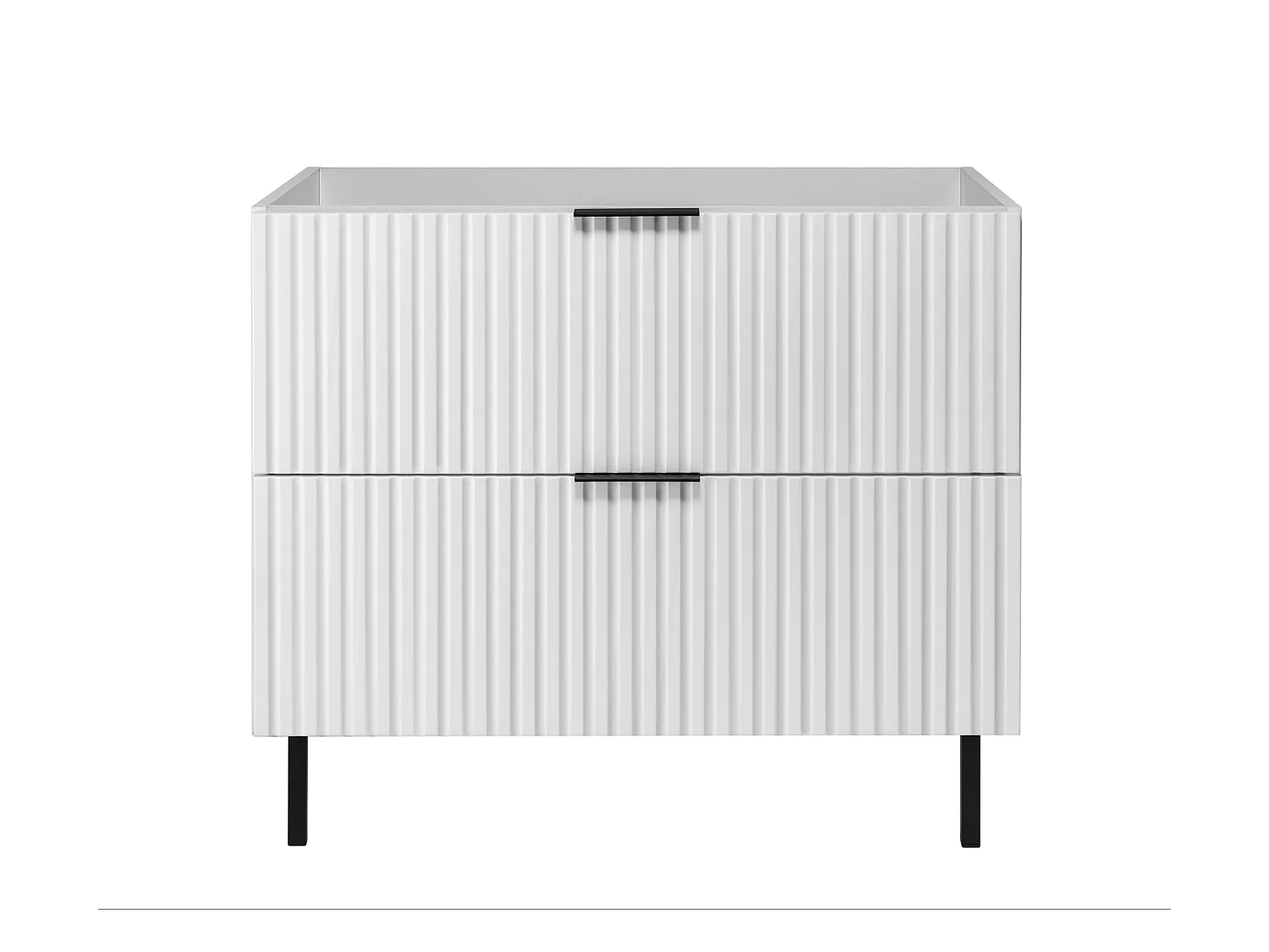 Meuble vasque, Blanc + poignée noire, 80 x 77 x 46 cm, pieds noirs, sans plateau