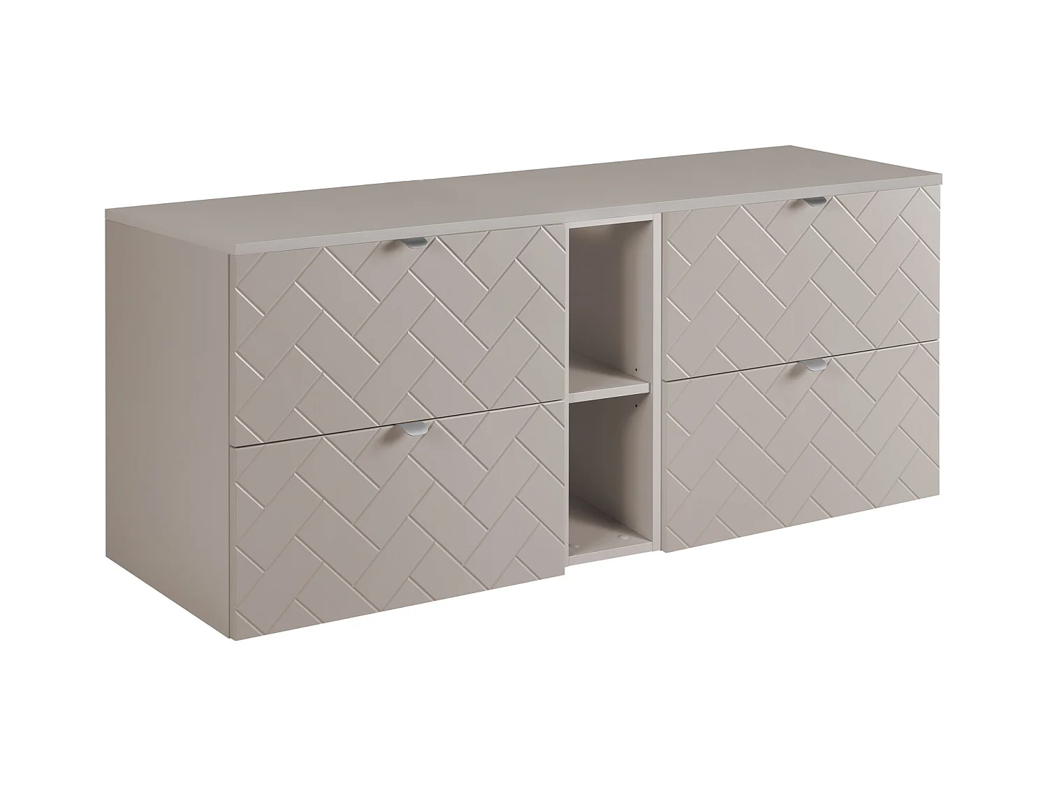 Móveis de banheiro, Caxemira, 140 x 57 x 46 cm, puxadores prateados