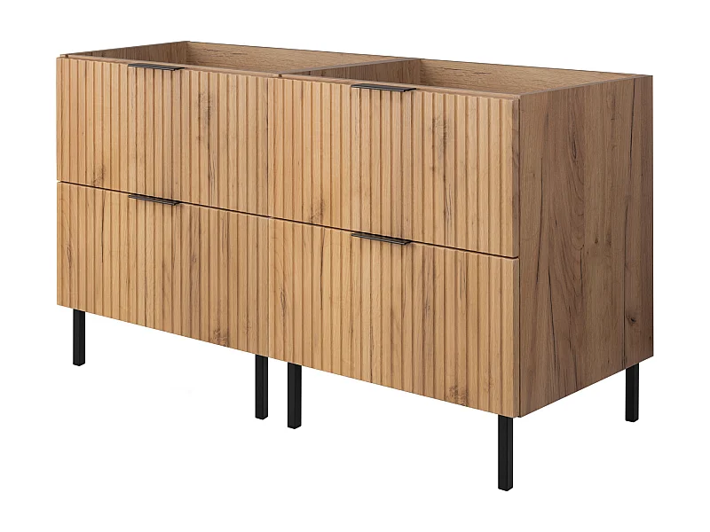 Meuble vasque, Chêne Craft, 120 (2 x 60)  x 77 x 46 cm, poignée noire, sans plateau