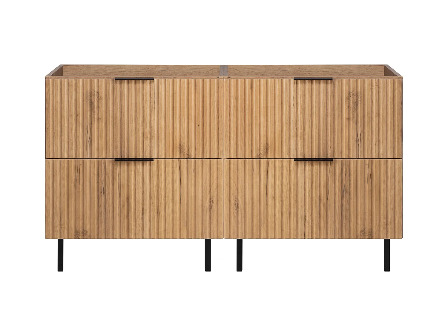 Meuble vasque, Chêne Craft, 120 (2 x 60)  x 77 x 46 cm, poignée noire, sans plateau