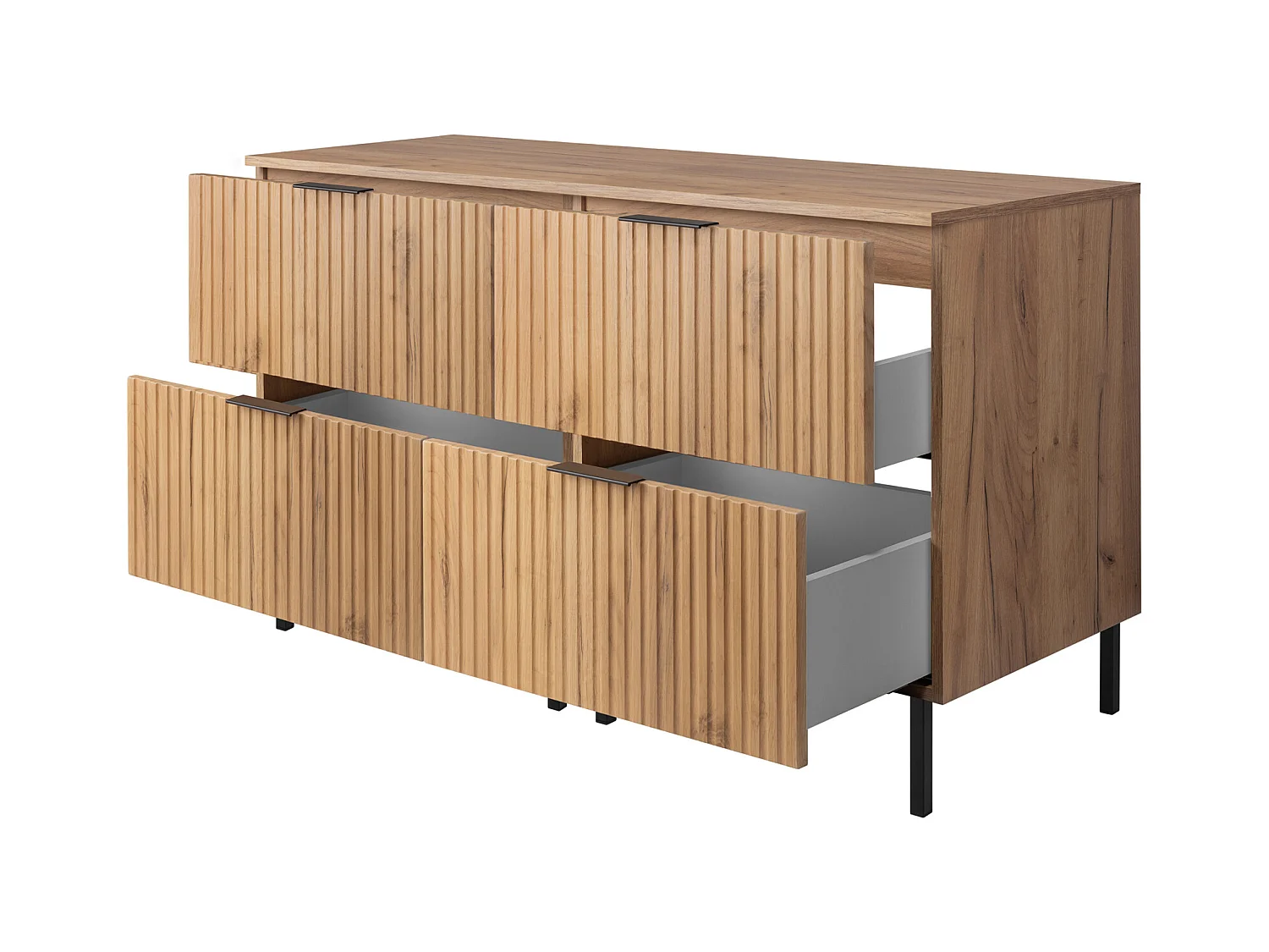 Meuble vasque, Chêne Craft + poignée noire, 120 (2 x 60)  x 77 x 46 cm