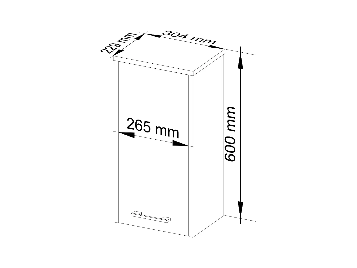 Meuble de salle de bain suspendu : 1 porte, 2 étagères, wengé, 30 x 60 x 22,5 cm
