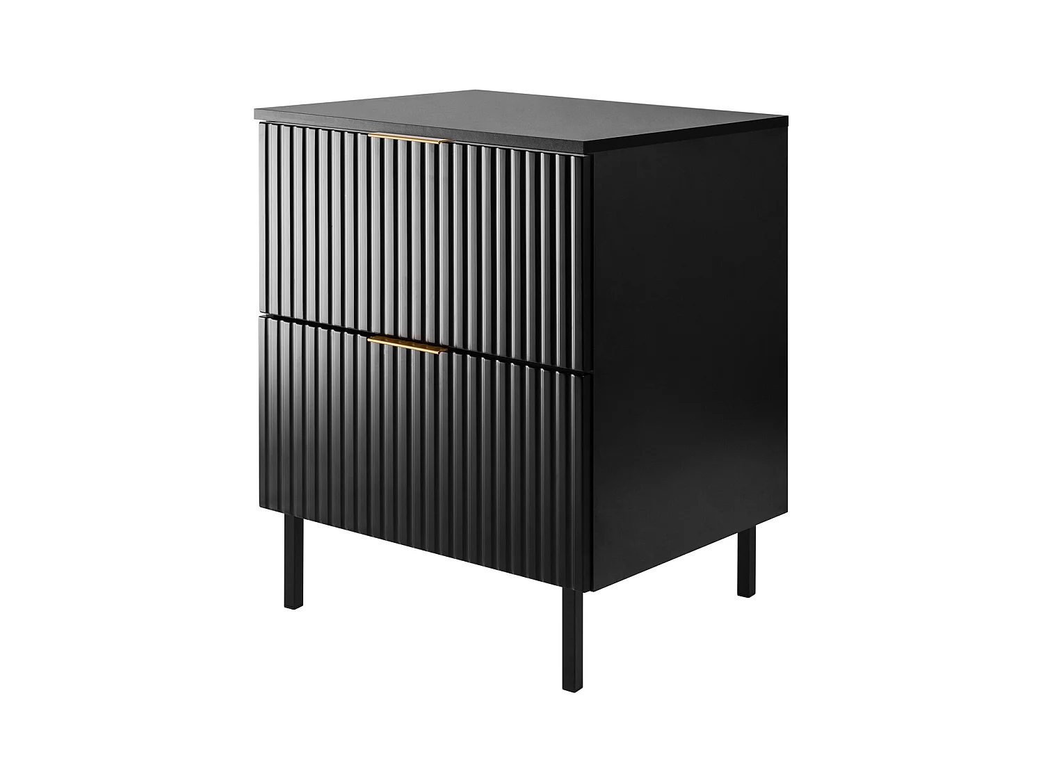 Meuble vasque, Noir, 60 x 77 x 46 cm, poignée dorée, pieds noirs + Plan de travail