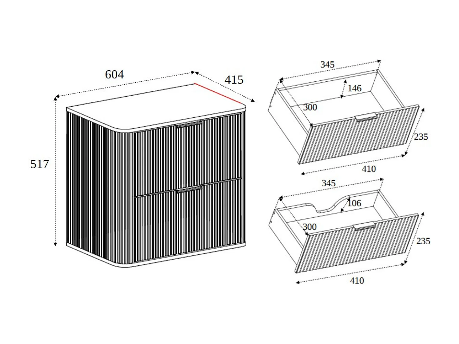 Armário de banheiro, Caxemira, alças: ouro, 41,5 x 60 x 51,7 cm