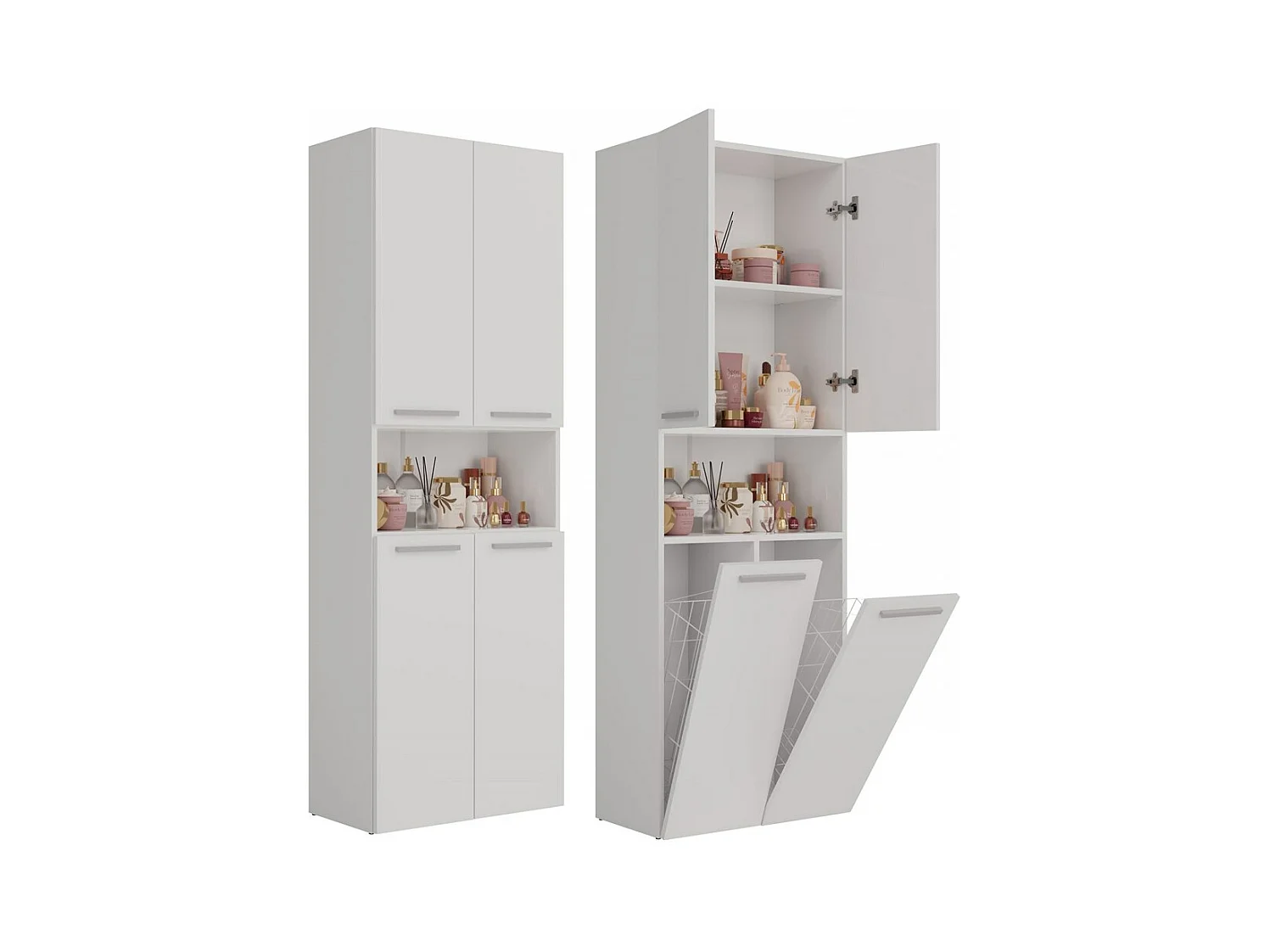 Meuble salle de bain, 174 x 30 x 60 cm, Blanc Mat