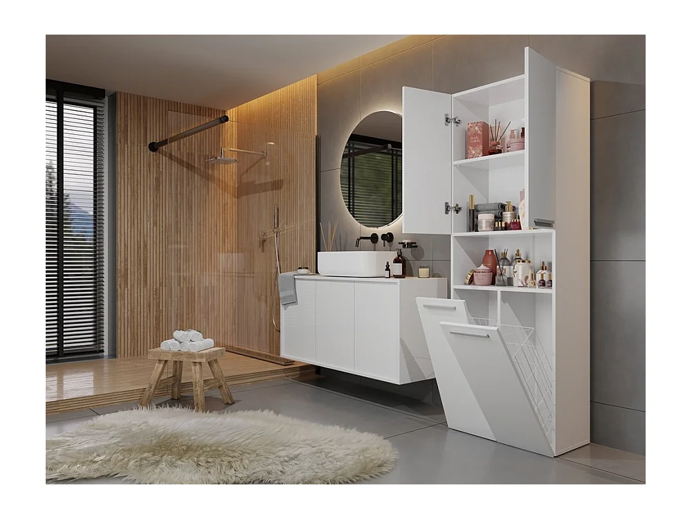 Meuble salle de bain, 174 x 30 x 60 cm, Blanc Mat