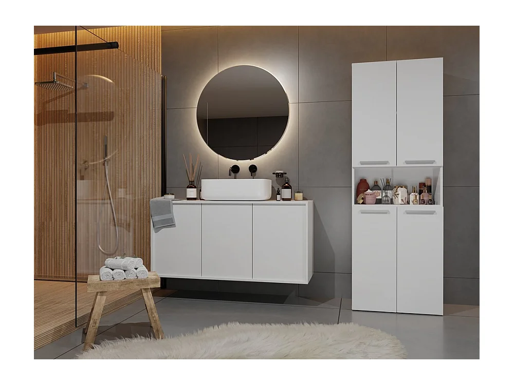 Meuble salle de bain, 174 x 30 x 60 cm, Blanc Mat