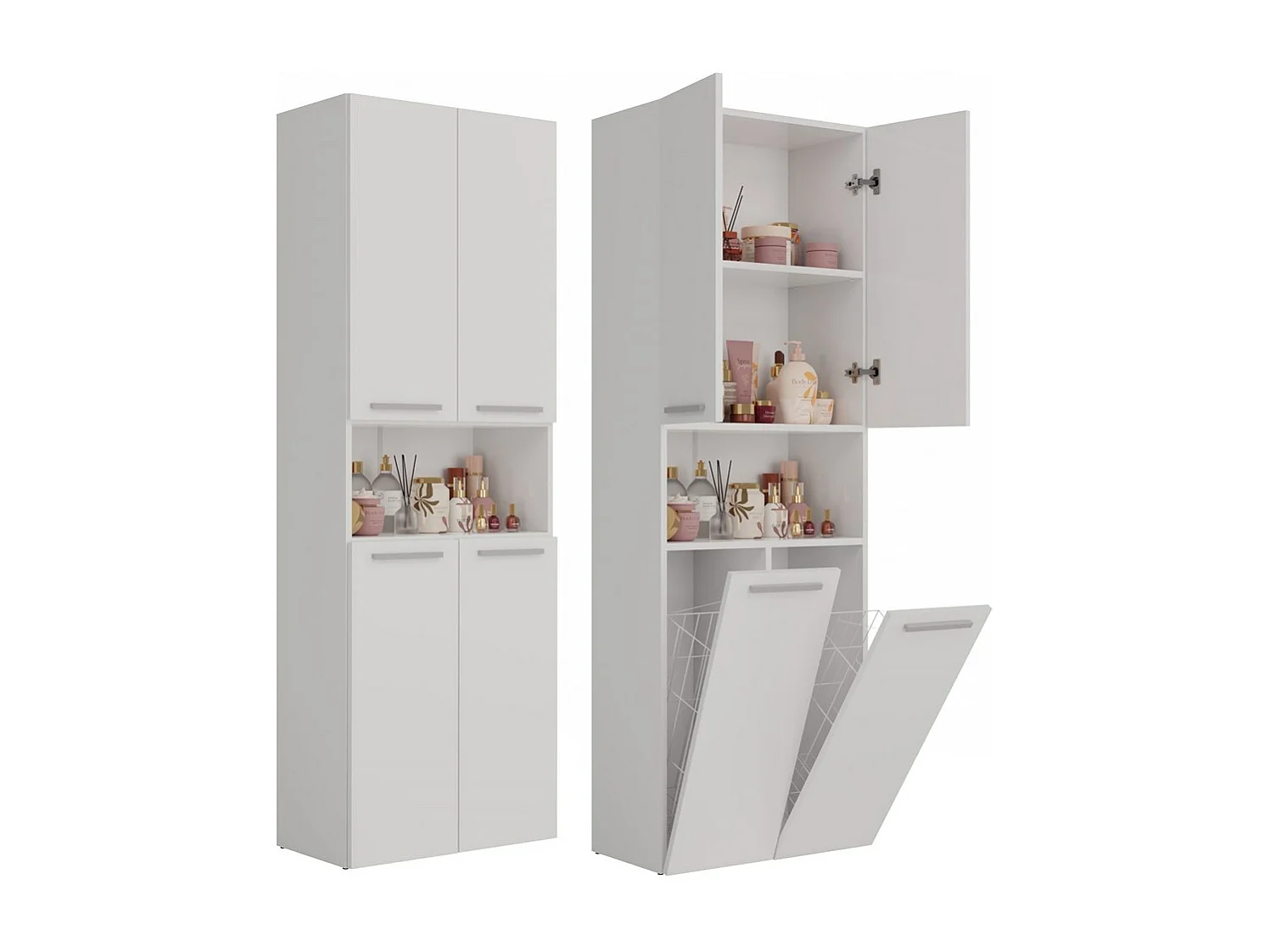 Meuble salle de bain, 174 x 30 x 60 cm, Blanc Mat