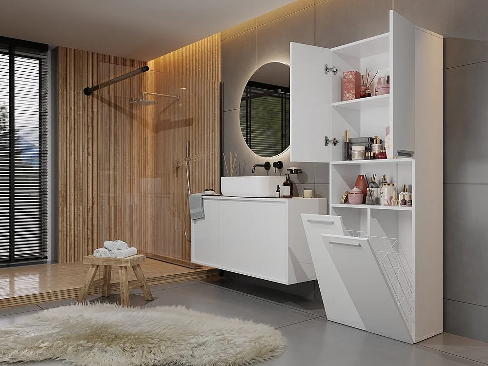 Meuble salle de bain, 174 x 30 x 60 cm, Blanc Mat