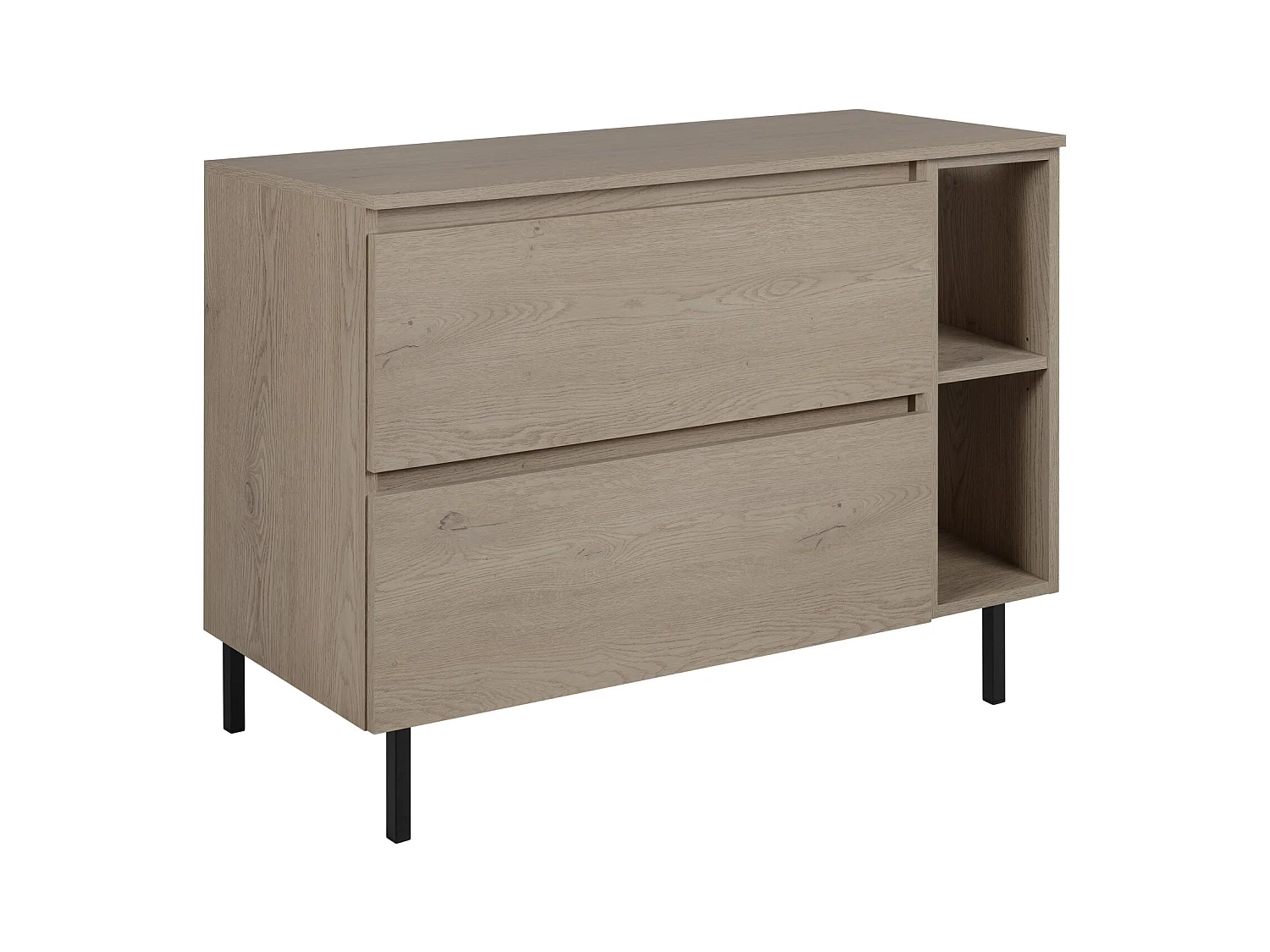 Meuble de salle de bain 100 cm (80+20) avec plan de travail supérieur + pieds meuble, Couleur: Chêne Foncé, 100 x 77 x 46 cm