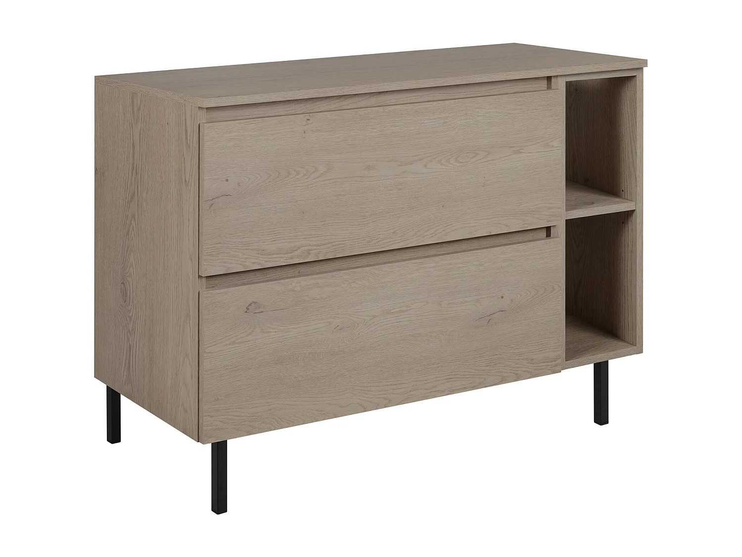 Meuble de salle de bain 100 cm (80+20) avec plan de travail supérieur + pieds meuble, Couleur: Chêne Foncé, 100 x 46 x 80,7 cm