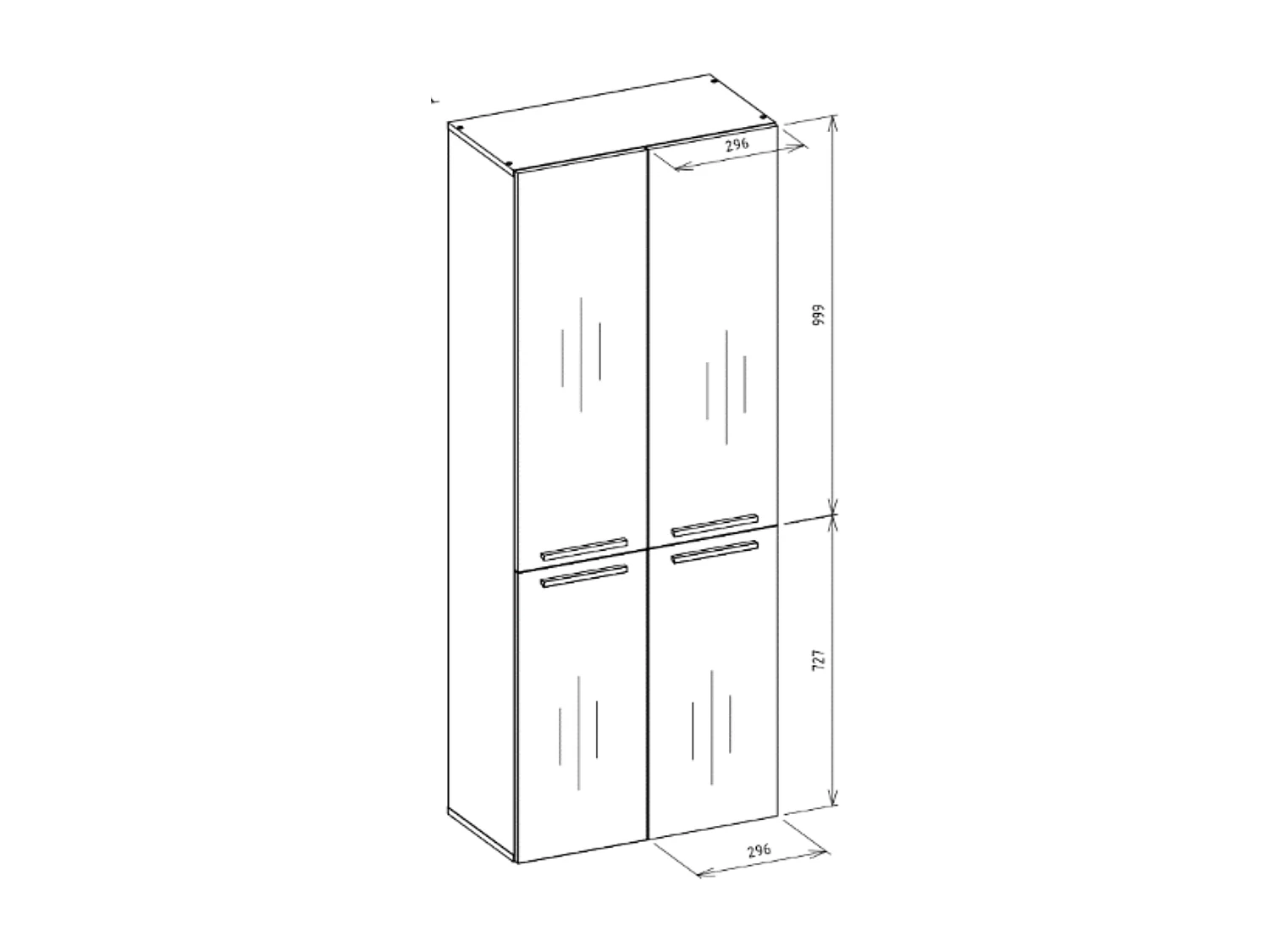 Meuble salle de bain, 174 x 30 x 60 cm, Blanc Mat / Blanc Brillant